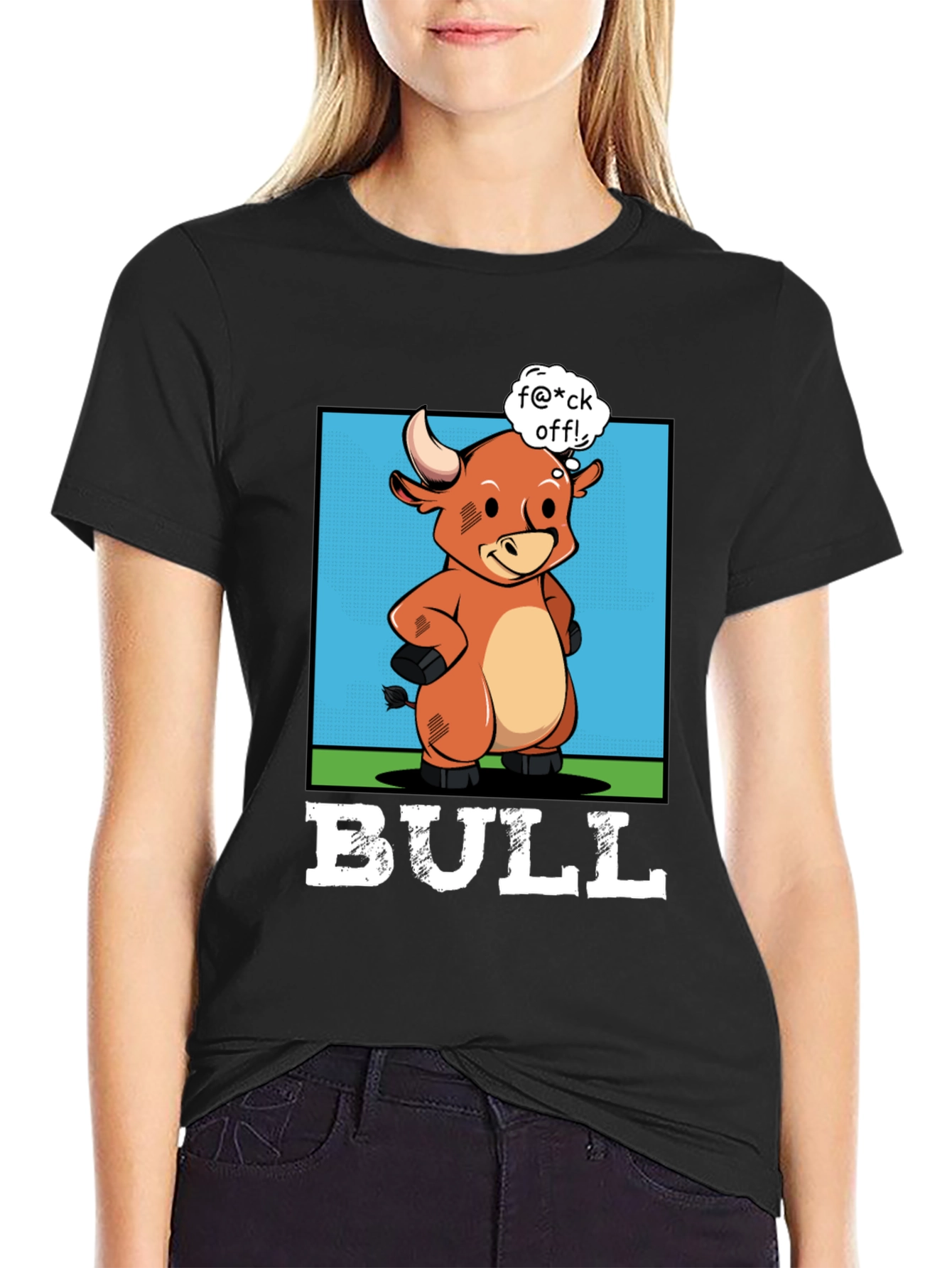 Funny Bull Graphic T-Shirt - Rude Cartoon Animal Tee