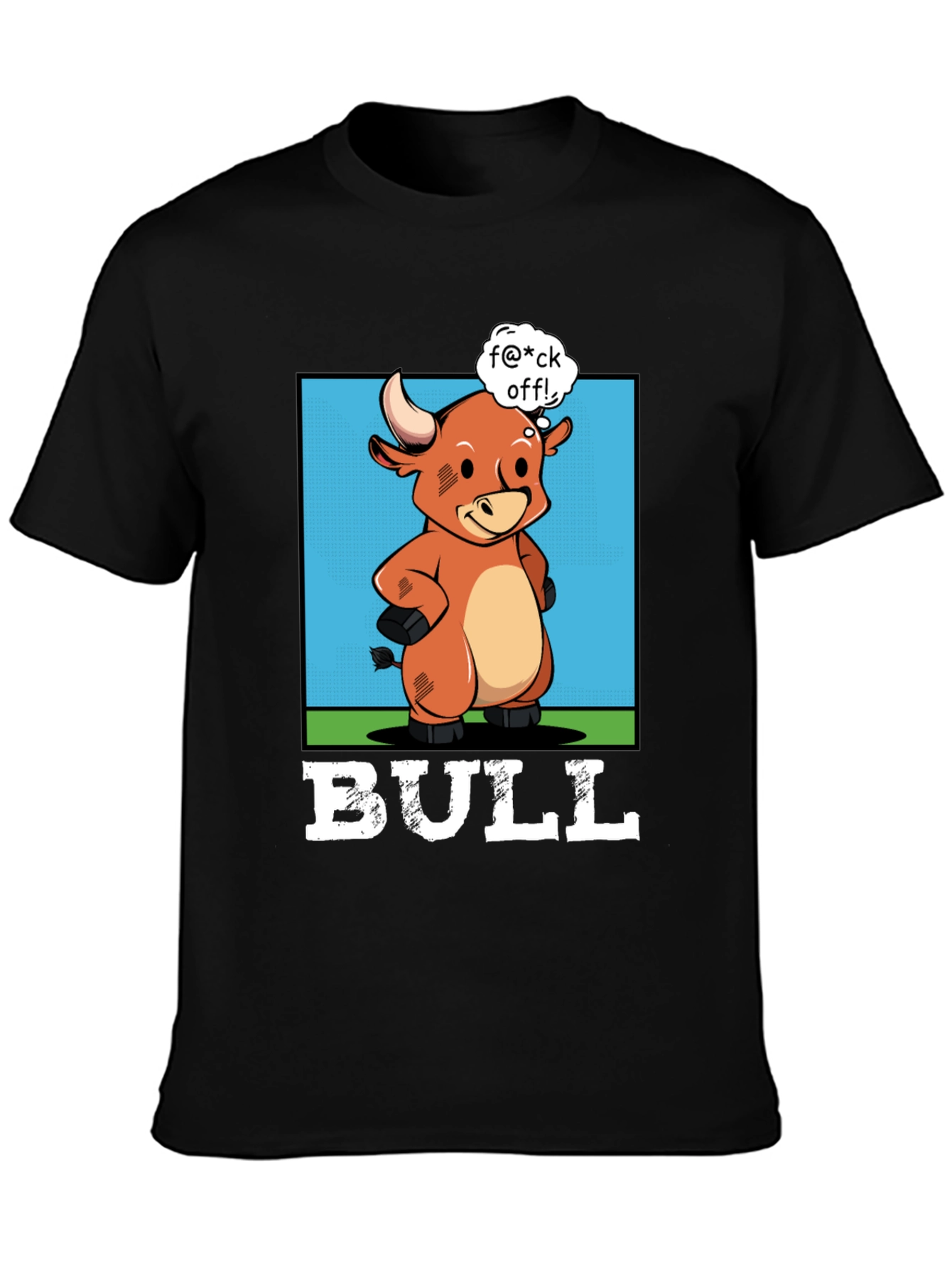 Funny Bull Graphic T-Shirt - Rude Cartoon Animal Tee