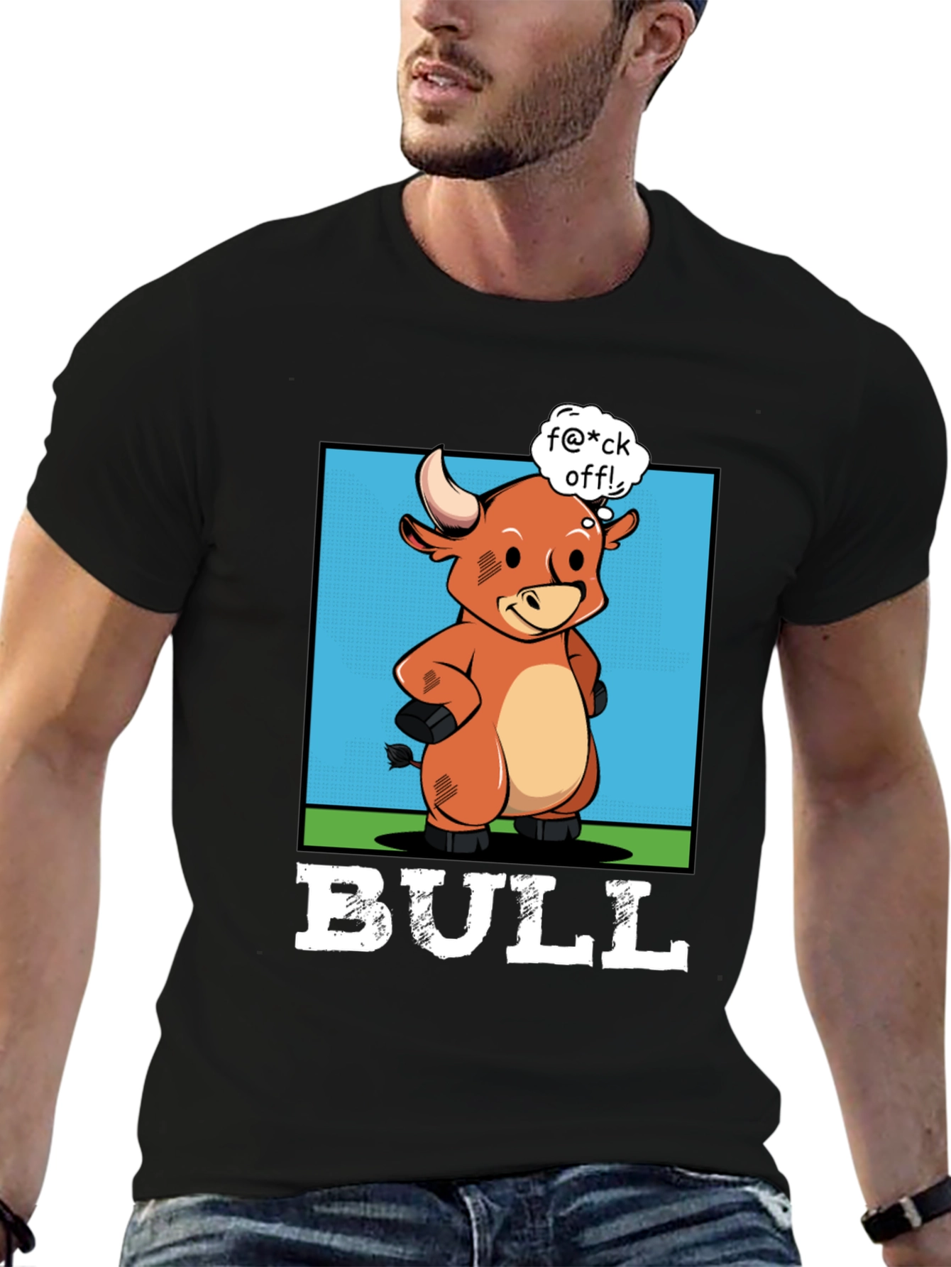 Funny Bull Graphic T-Shirt - Rude Cartoon Animal Tee