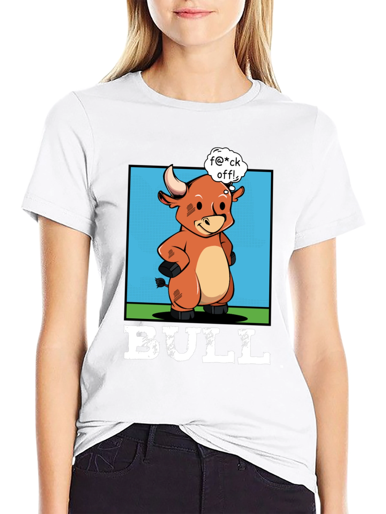Funny Bull Graphic T-Shirt - Rude Cartoon Animal Tee