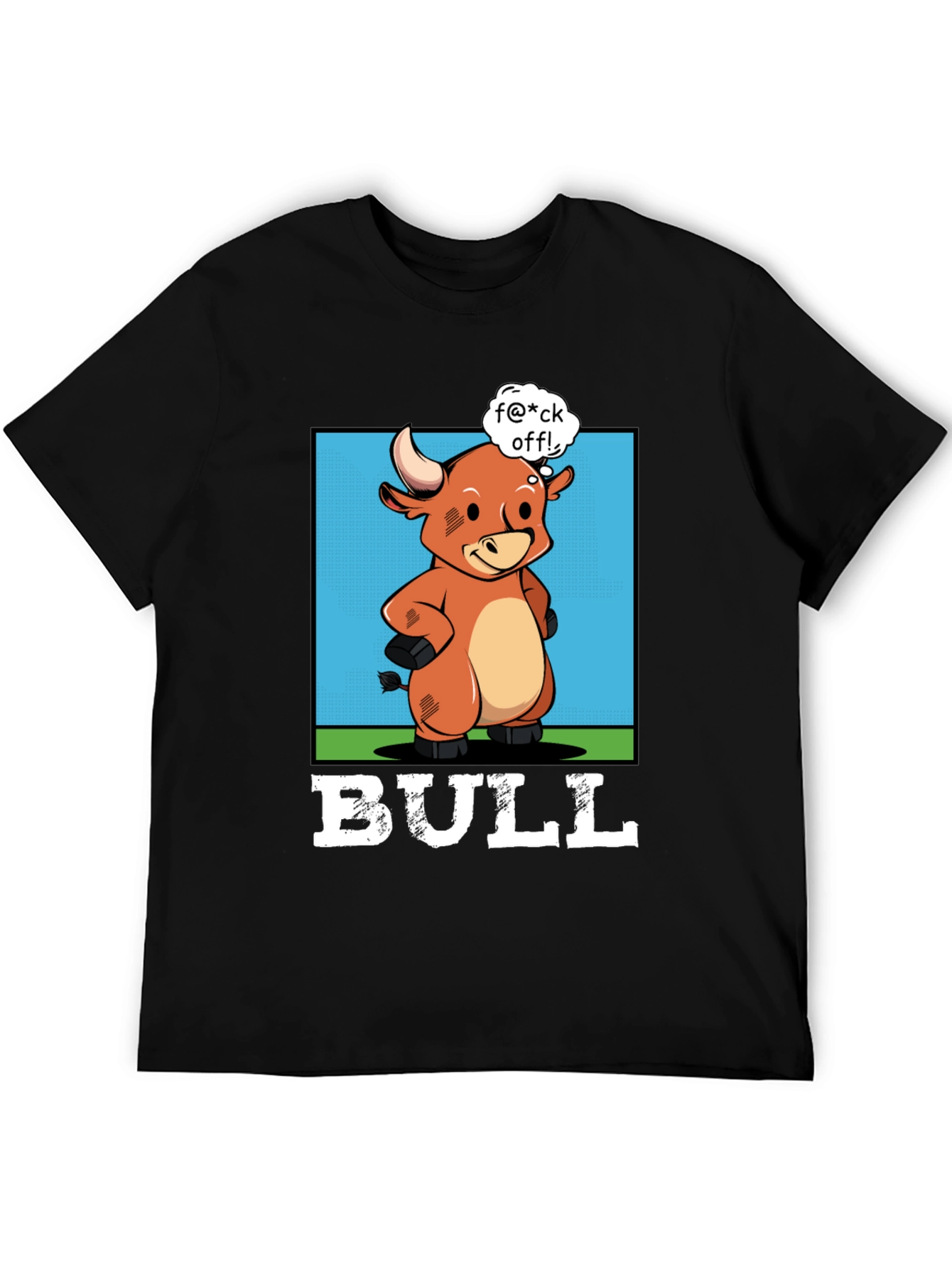 Funny Bull Graphic T-Shirt - Rude Cartoon Animal Tee