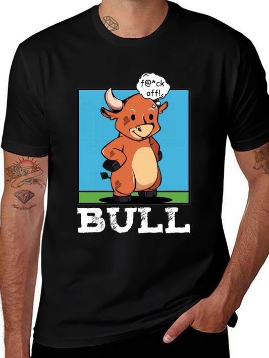 Funny Bull Graphic T-Shirt - Rude Cartoon Animal Tee