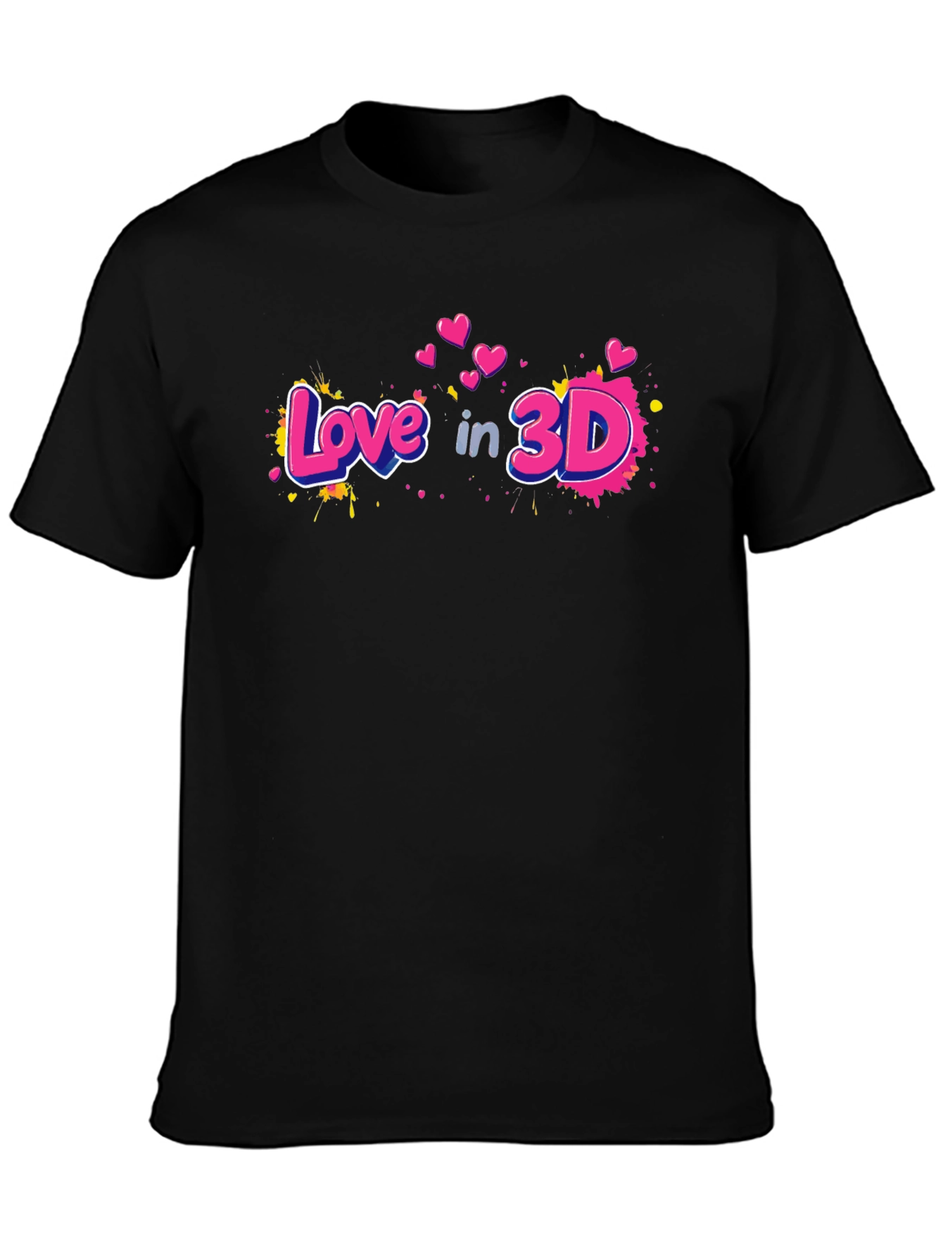 Love in 3D Graphic Black T-Shirt