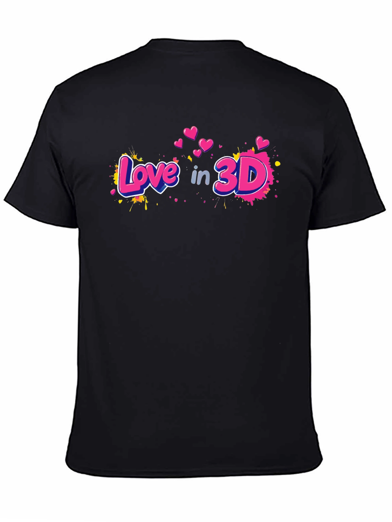 Love in 3D Graphic Black T-Shirt