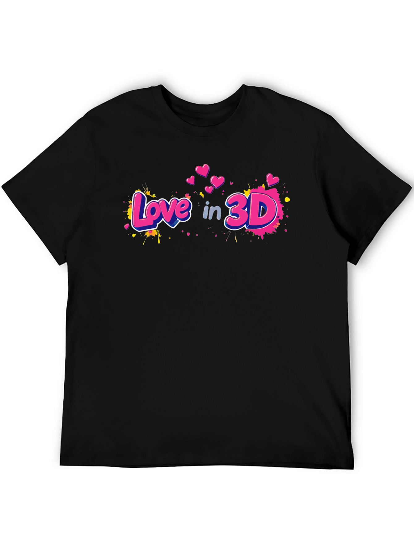Love in 3D Graphic Black T-Shirt