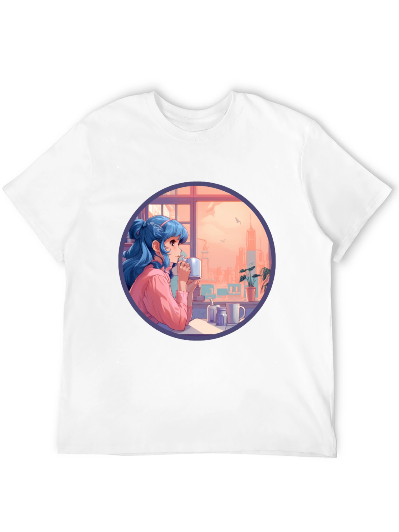 Anime Girl Window View Graphic Tee