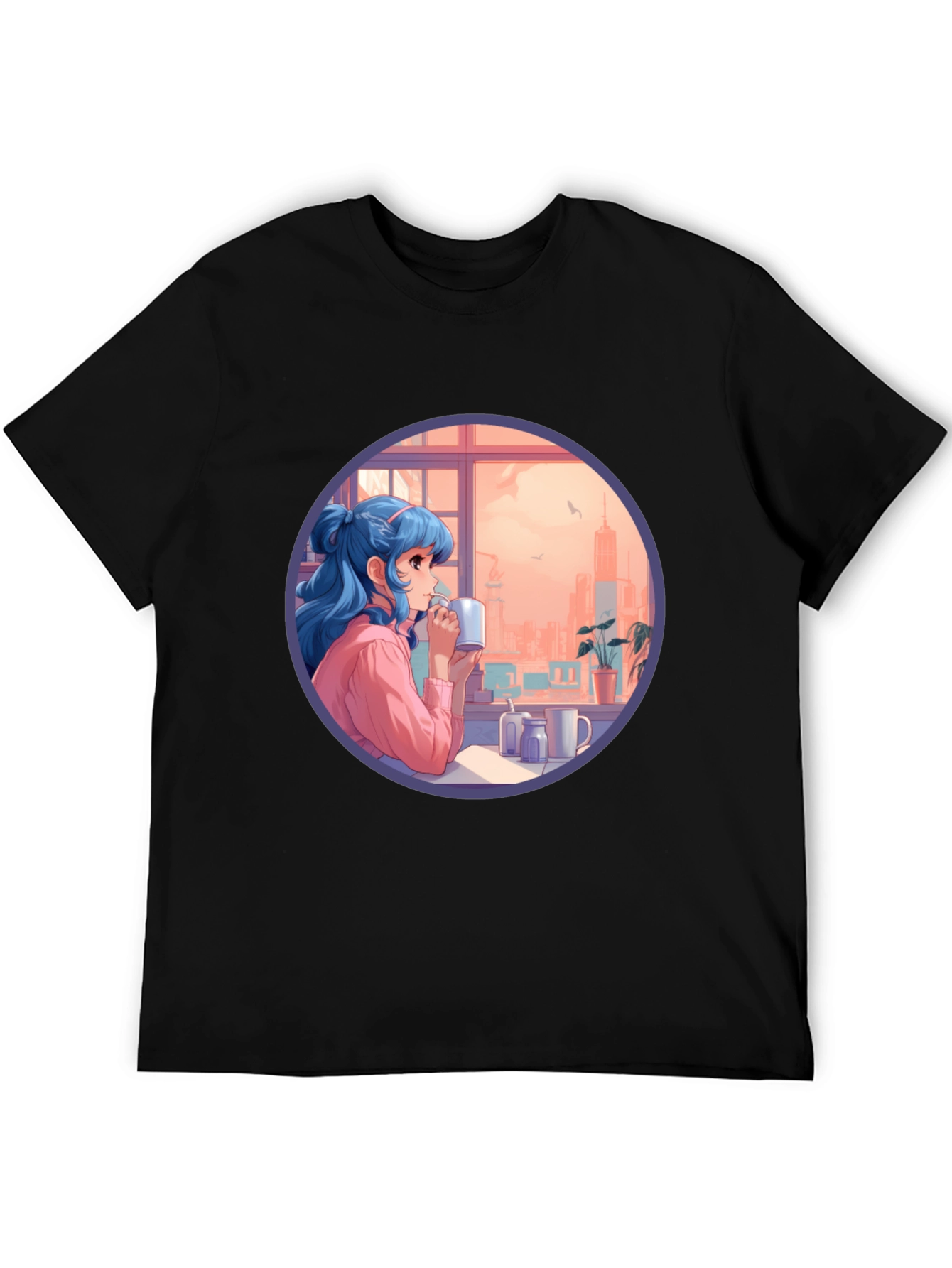 Anime Girl Window View Graphic Tee