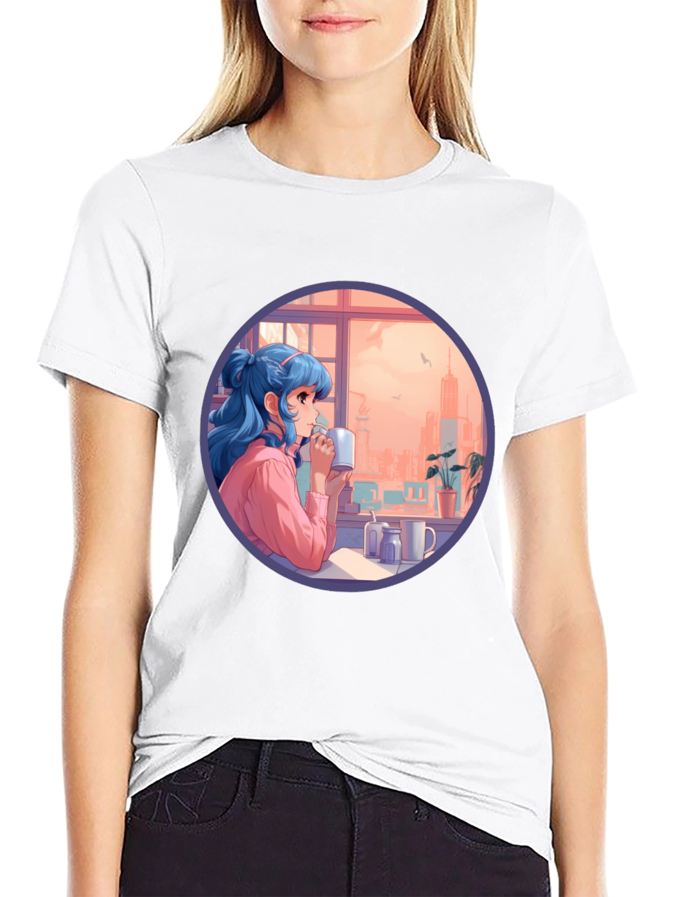 Anime Girl Window View Graphic Tee
