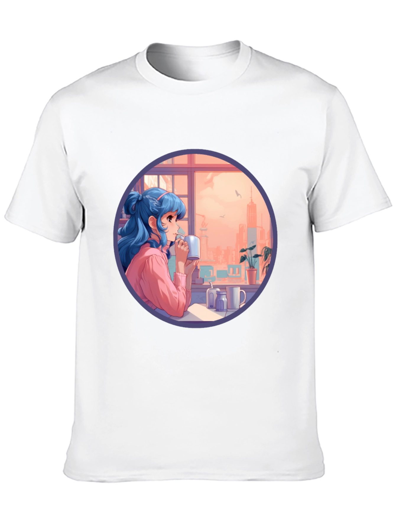 Anime Girl Window View Graphic Tee