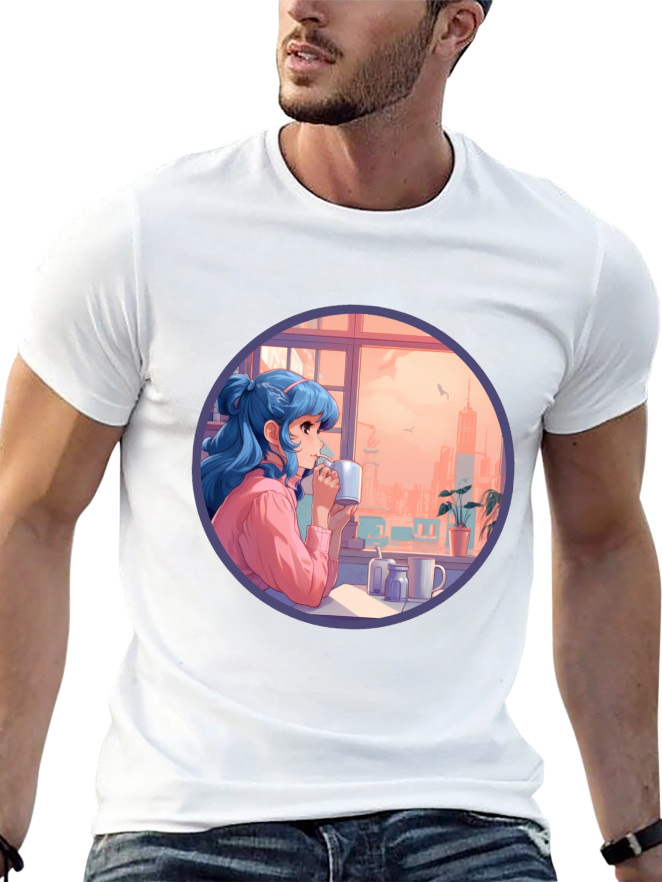 Anime Girl Window View Graphic Tee