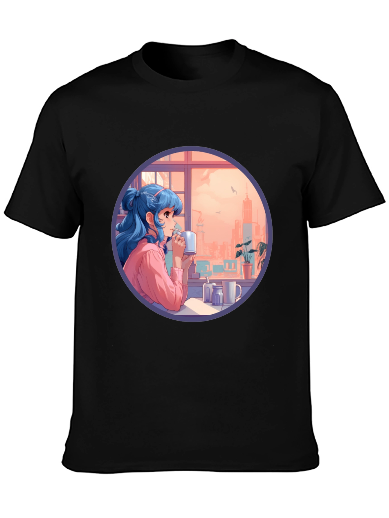 Anime Girl Window View Graphic Tee