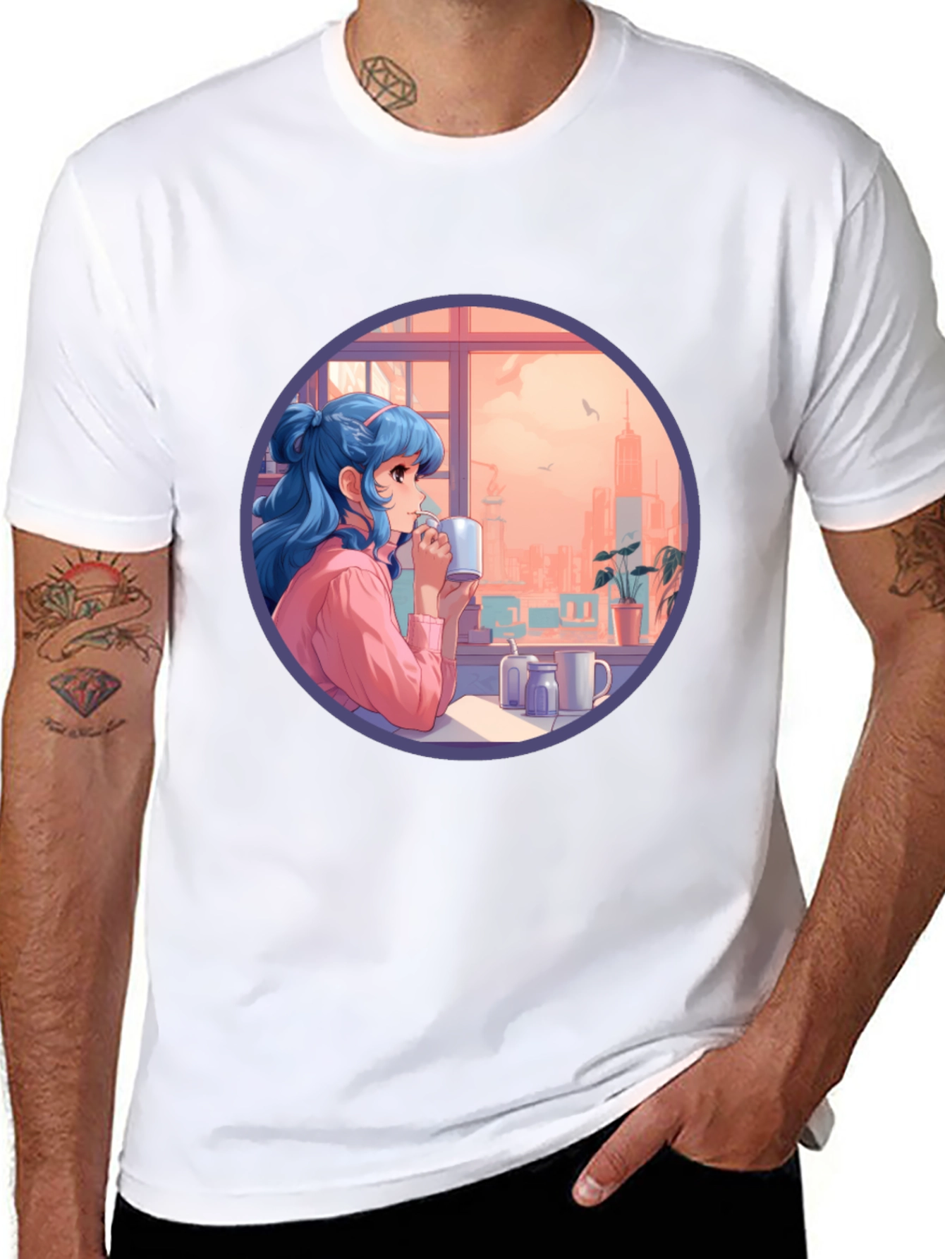 Anime Girl Window View Graphic Tee