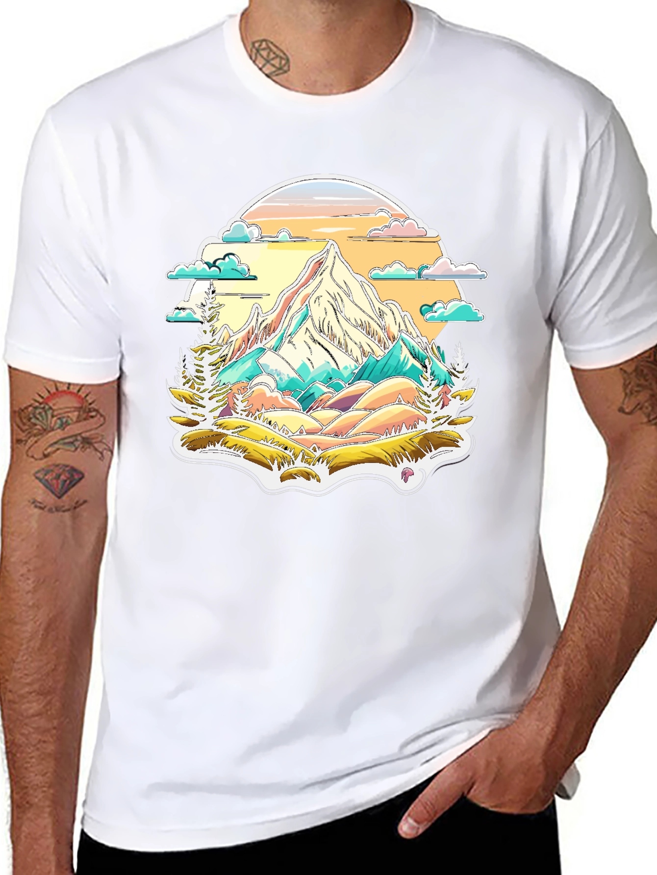 Mountain Scene Graphic Tee - Nature Lovers T-Shirt