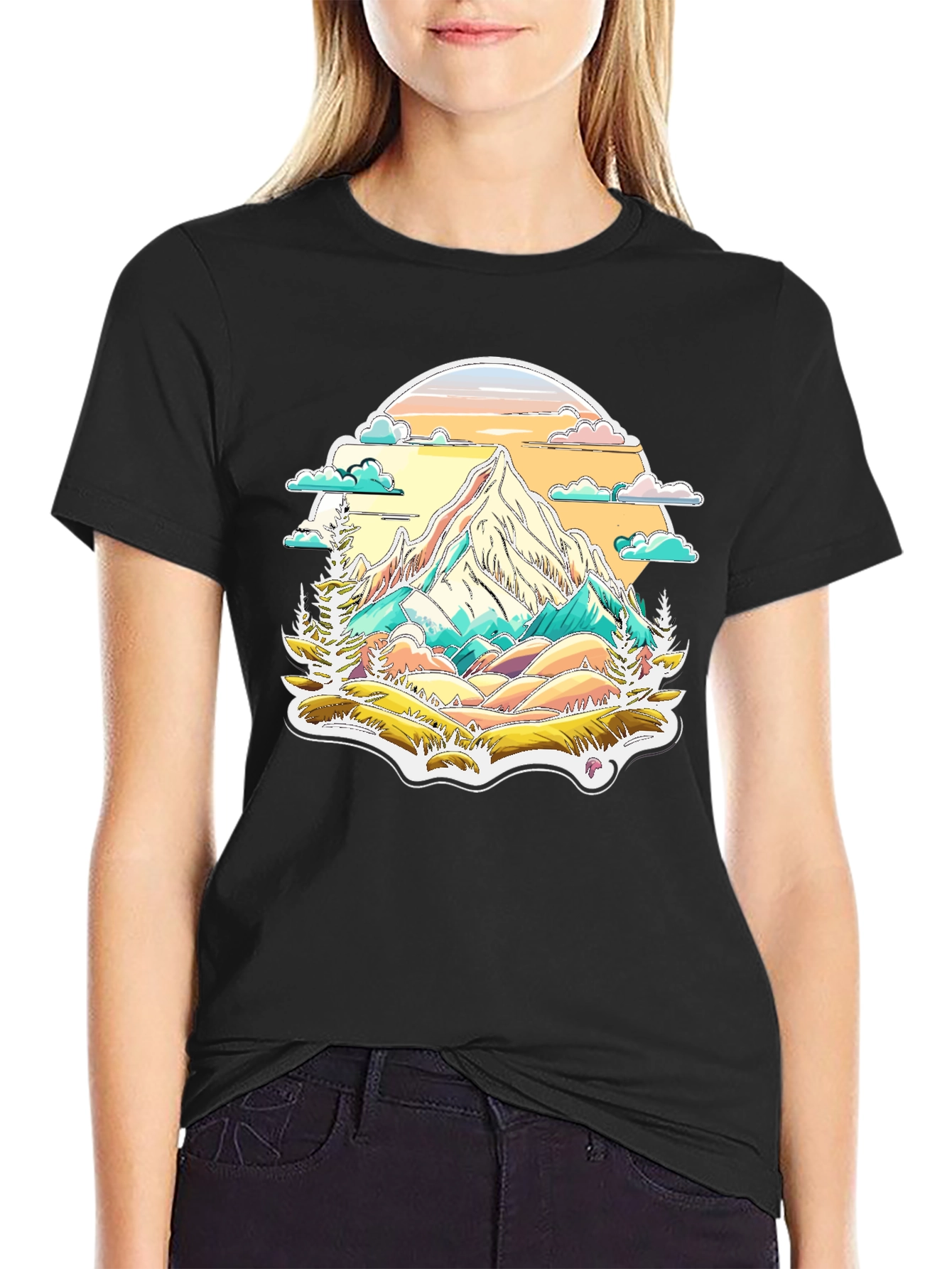 Mountain Scene Graphic Tee - Nature Lovers T-Shirt