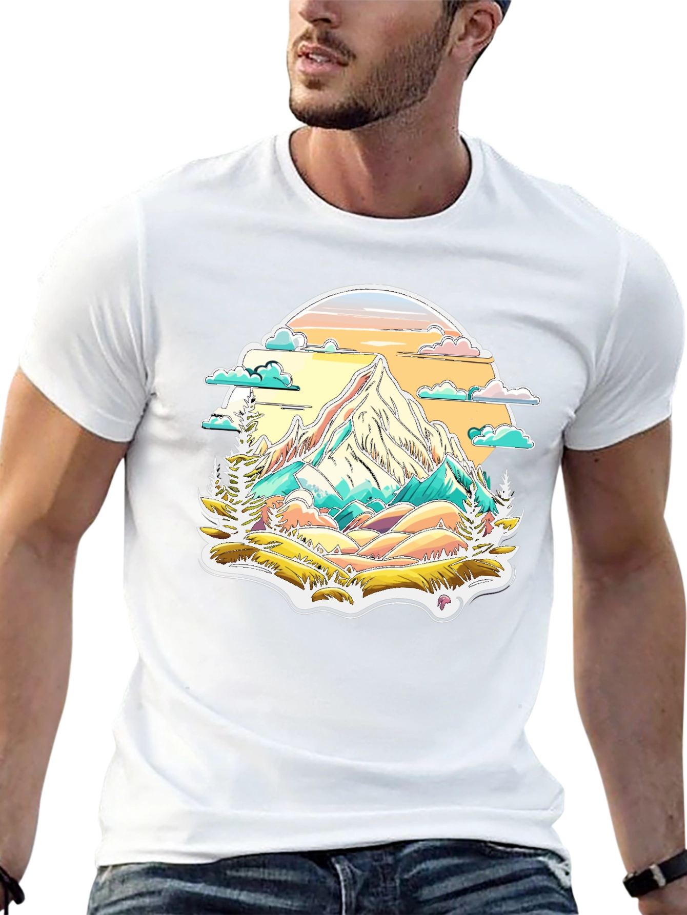 Mountain Scene Graphic Tee - Nature Lovers T-Shirt