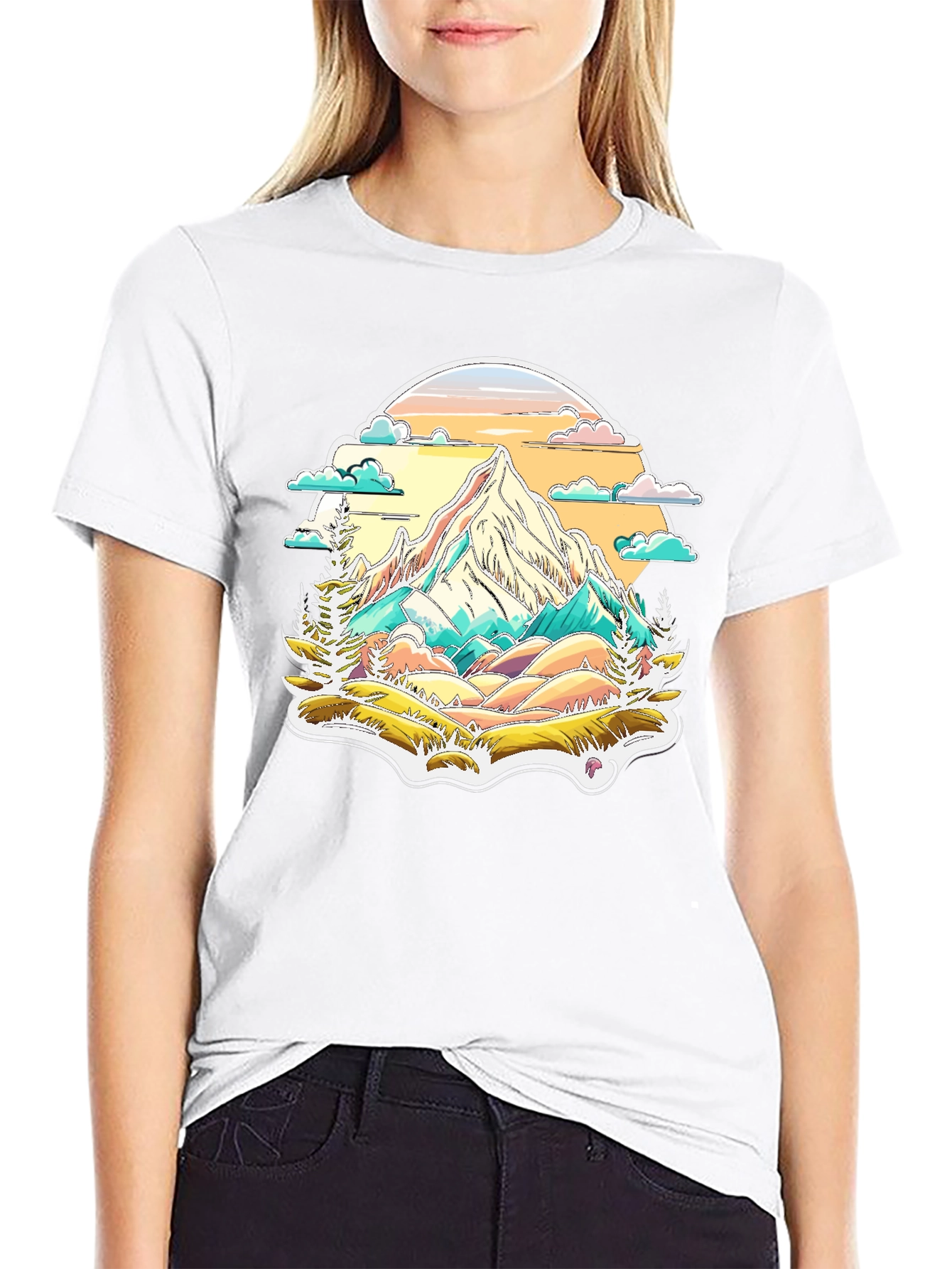 Mountain Scene Graphic Tee - Nature Lovers T-Shirt