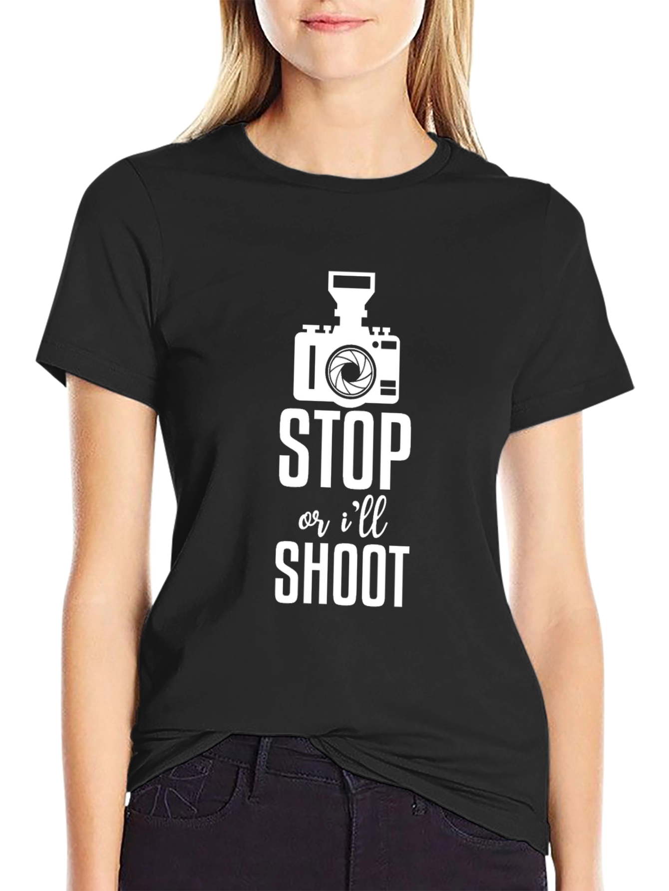 Funny Photographer T-Shirt - Stop or Ill Shoot