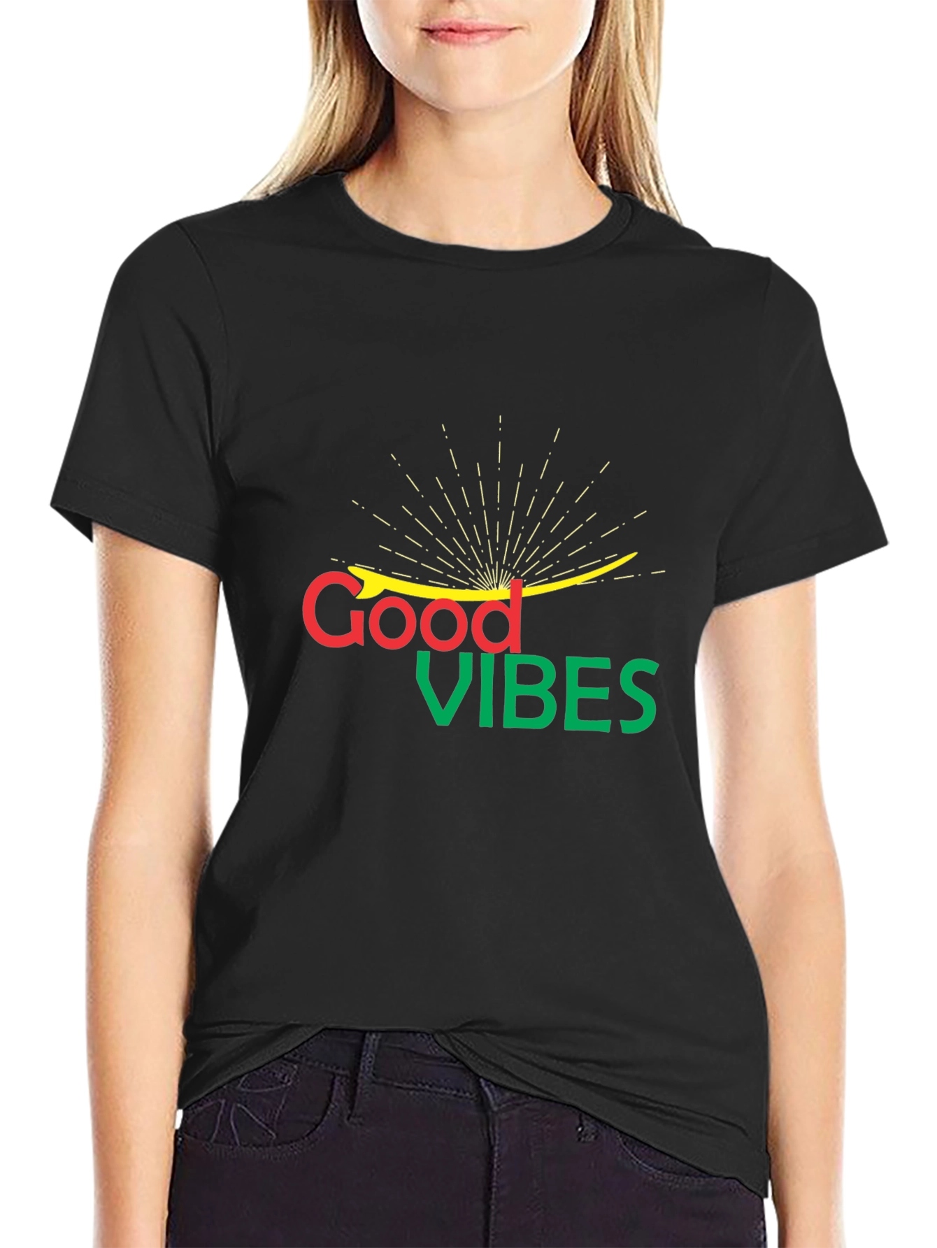 Good Vibes Graphic Black T-Shirt