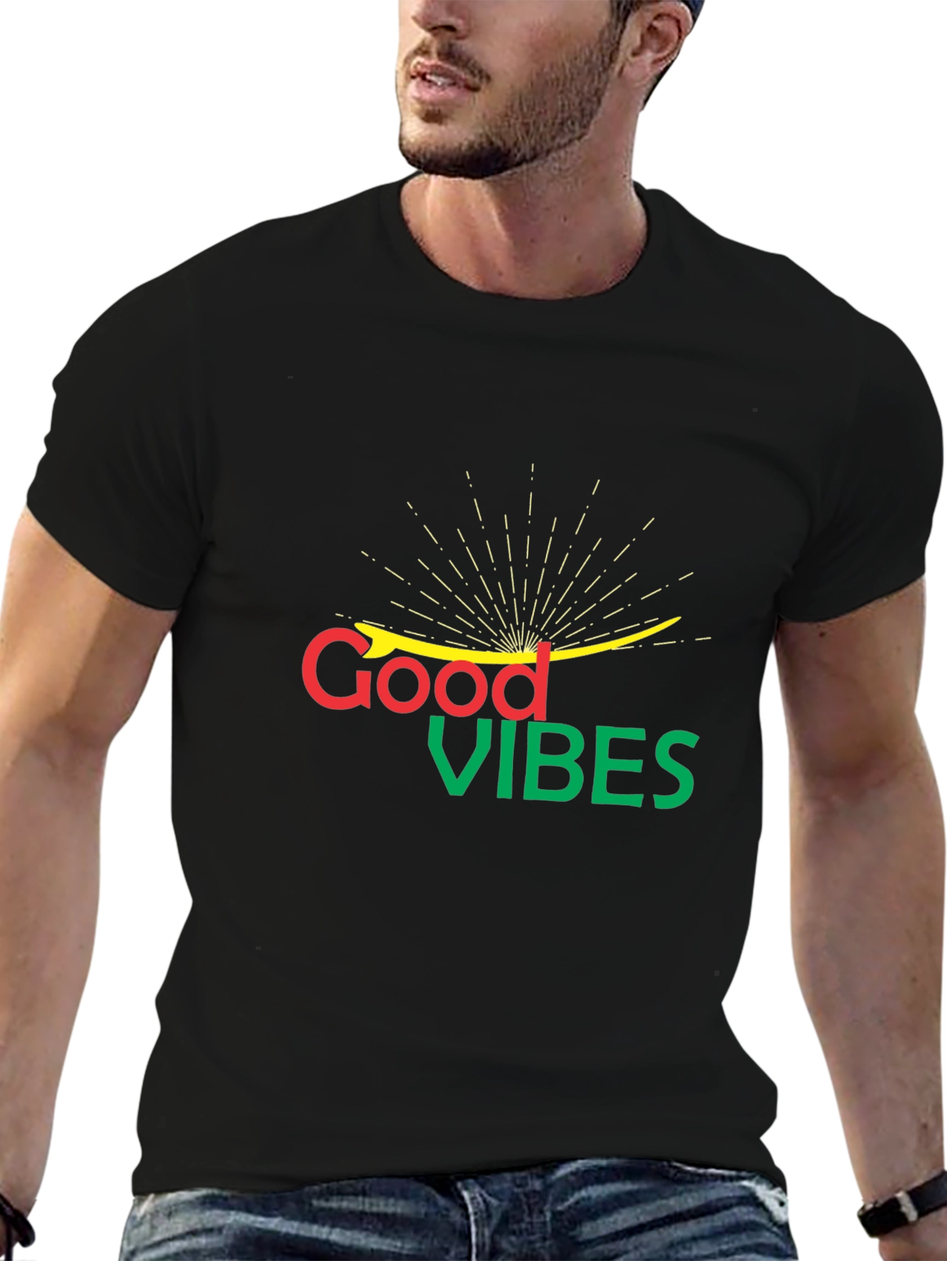 Good Vibes Graphic Black T-Shirt