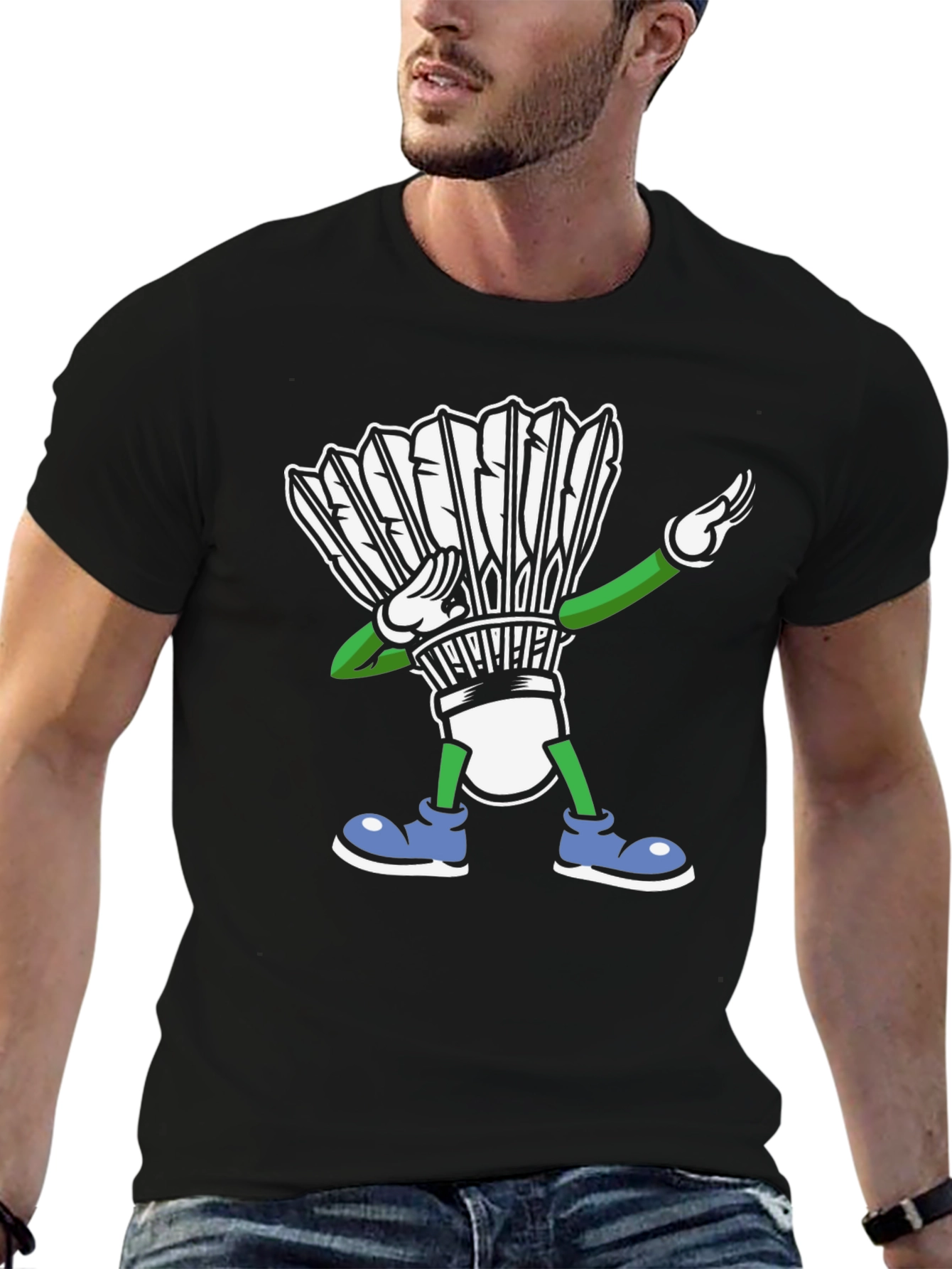 Dabbing Shuttlecock T-Shirt Badminton