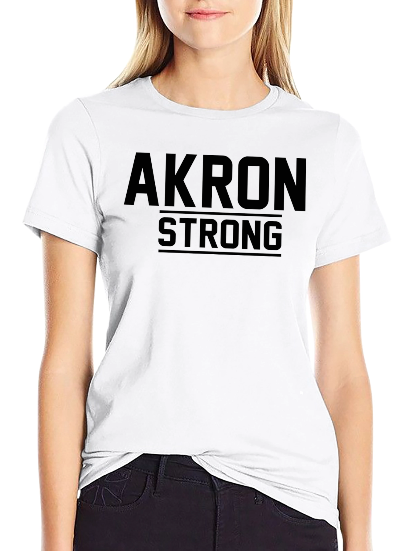 Akron Strong Graphic Tee - Solid Black Casual T-Shirt