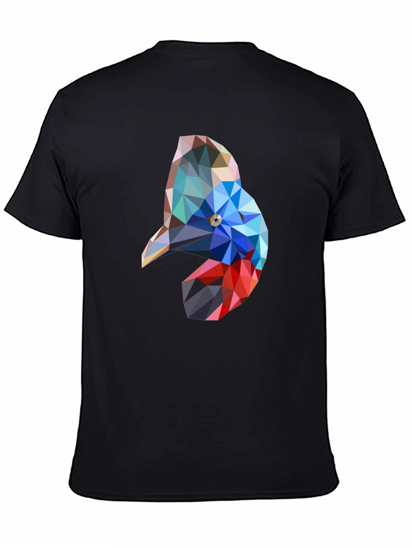 Geometric Bird Graphic Black T-Shirt