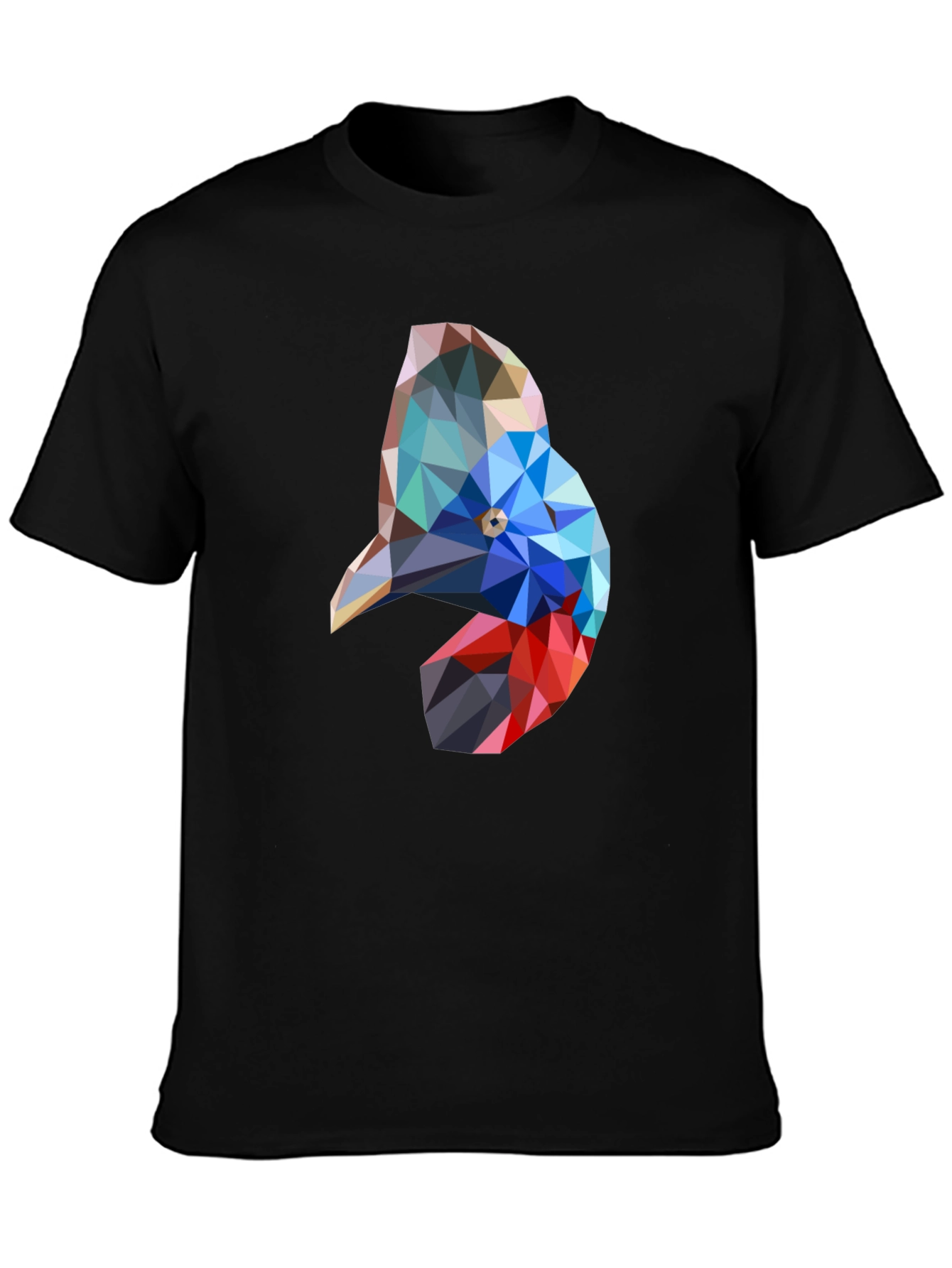 Geometric Bird Graphic Black T-Shirt