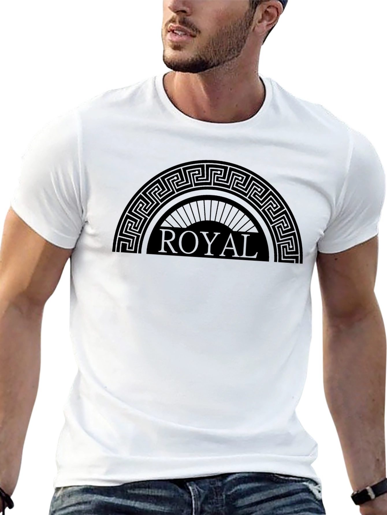 Royal Greek Key Black T-Shirt