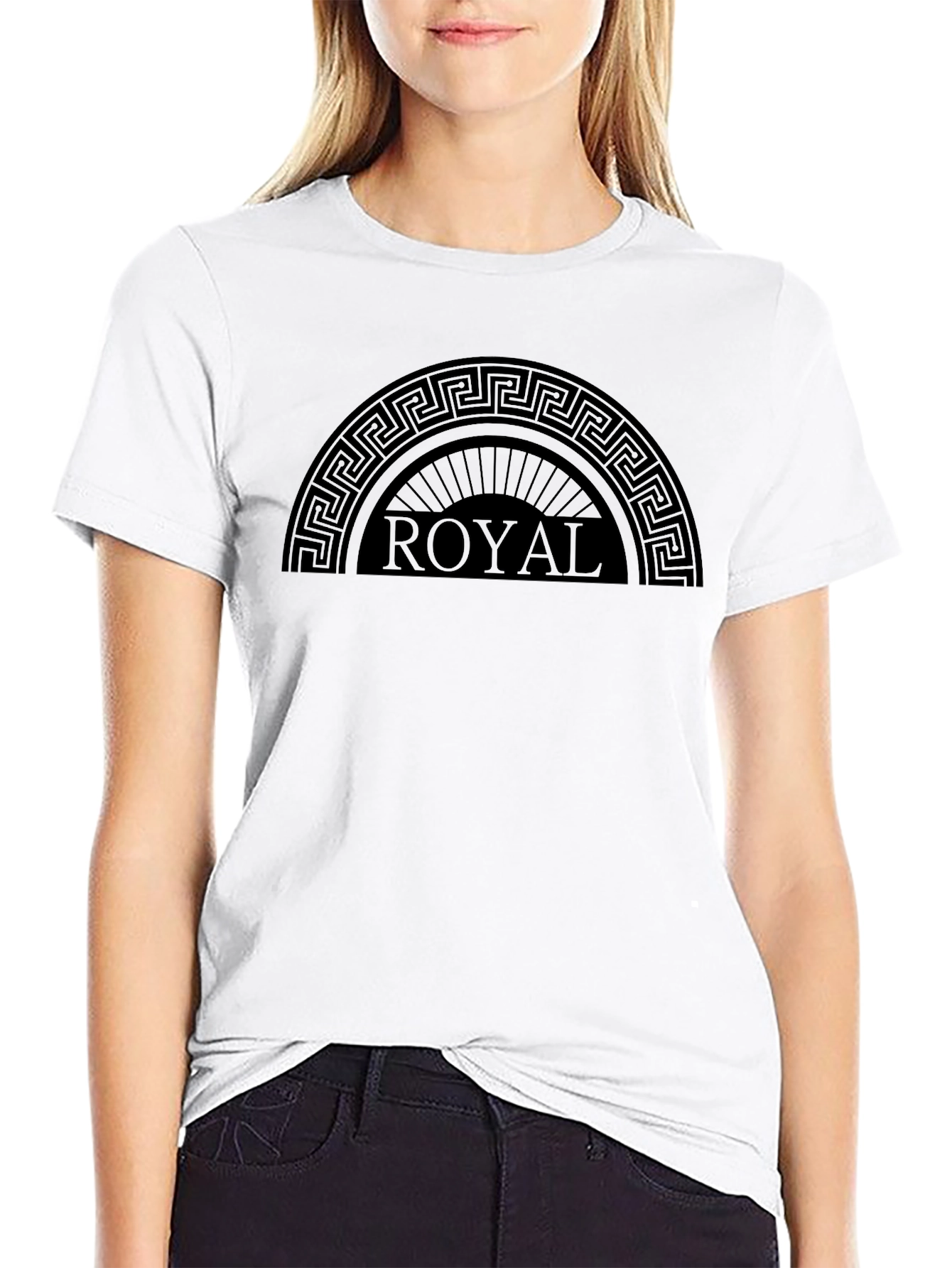 Royal Greek Key Black T-Shirt