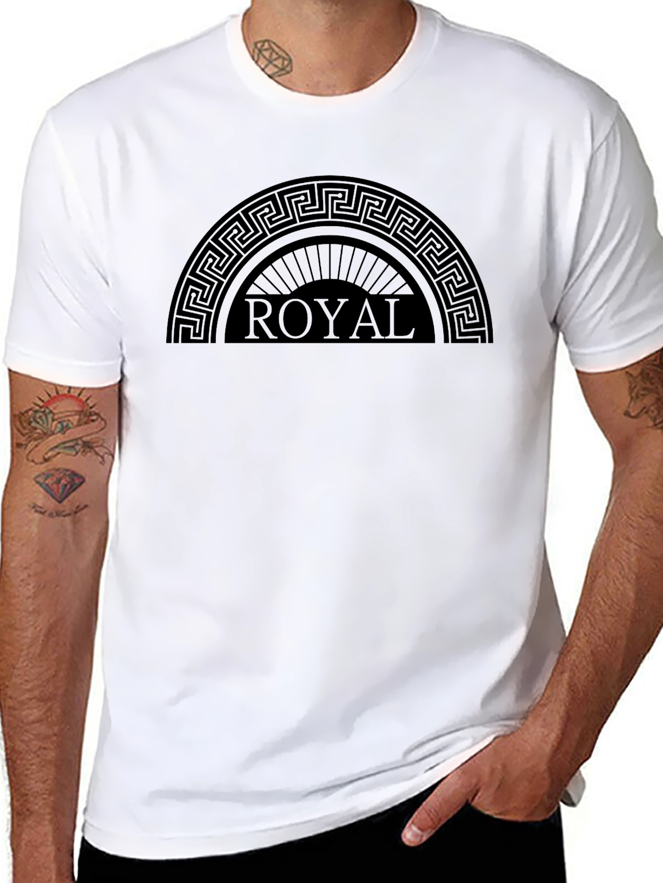 Royal Greek Key Black T-Shirt