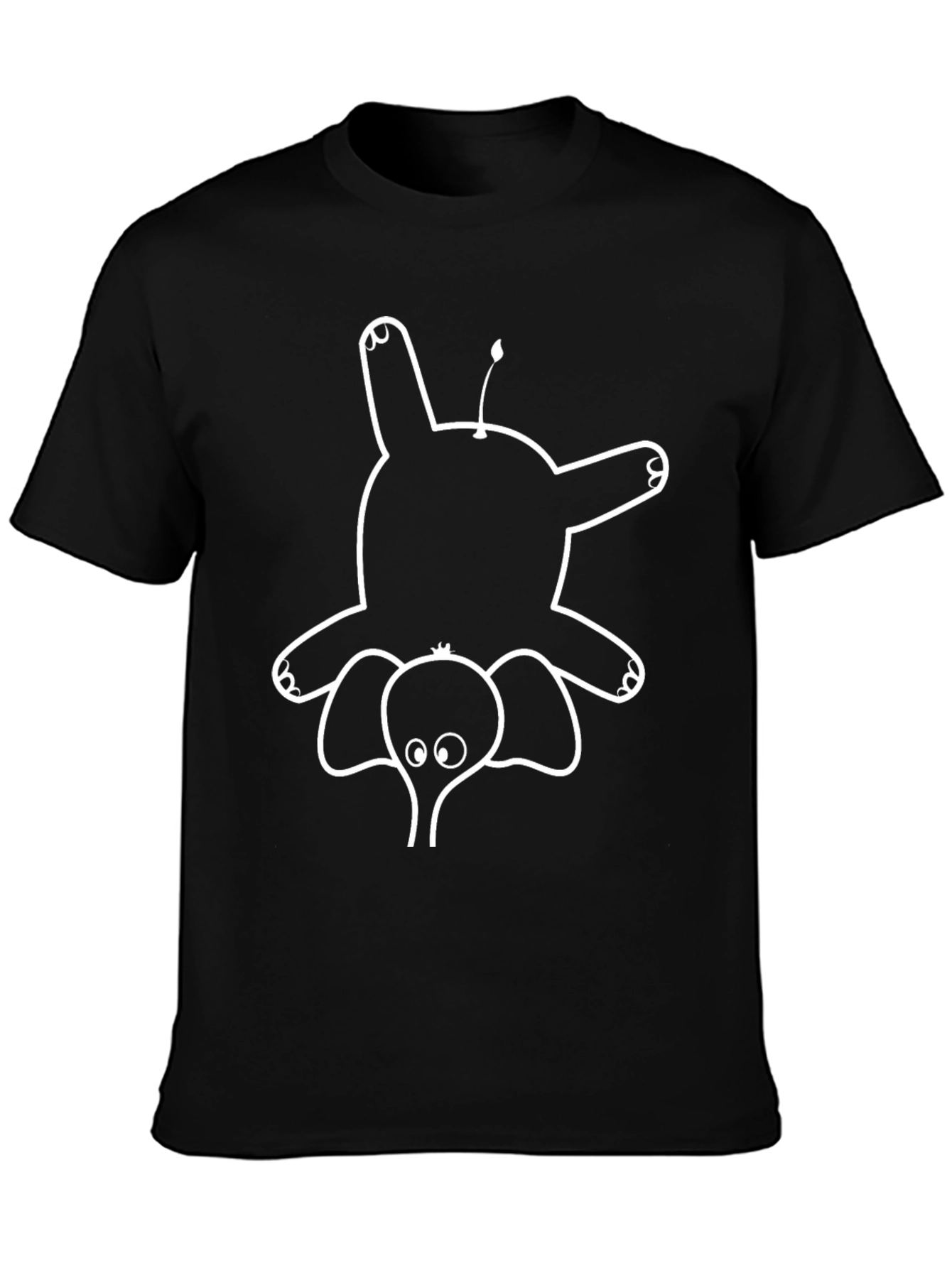 Upside Down Elephant Graphic Tee - Black