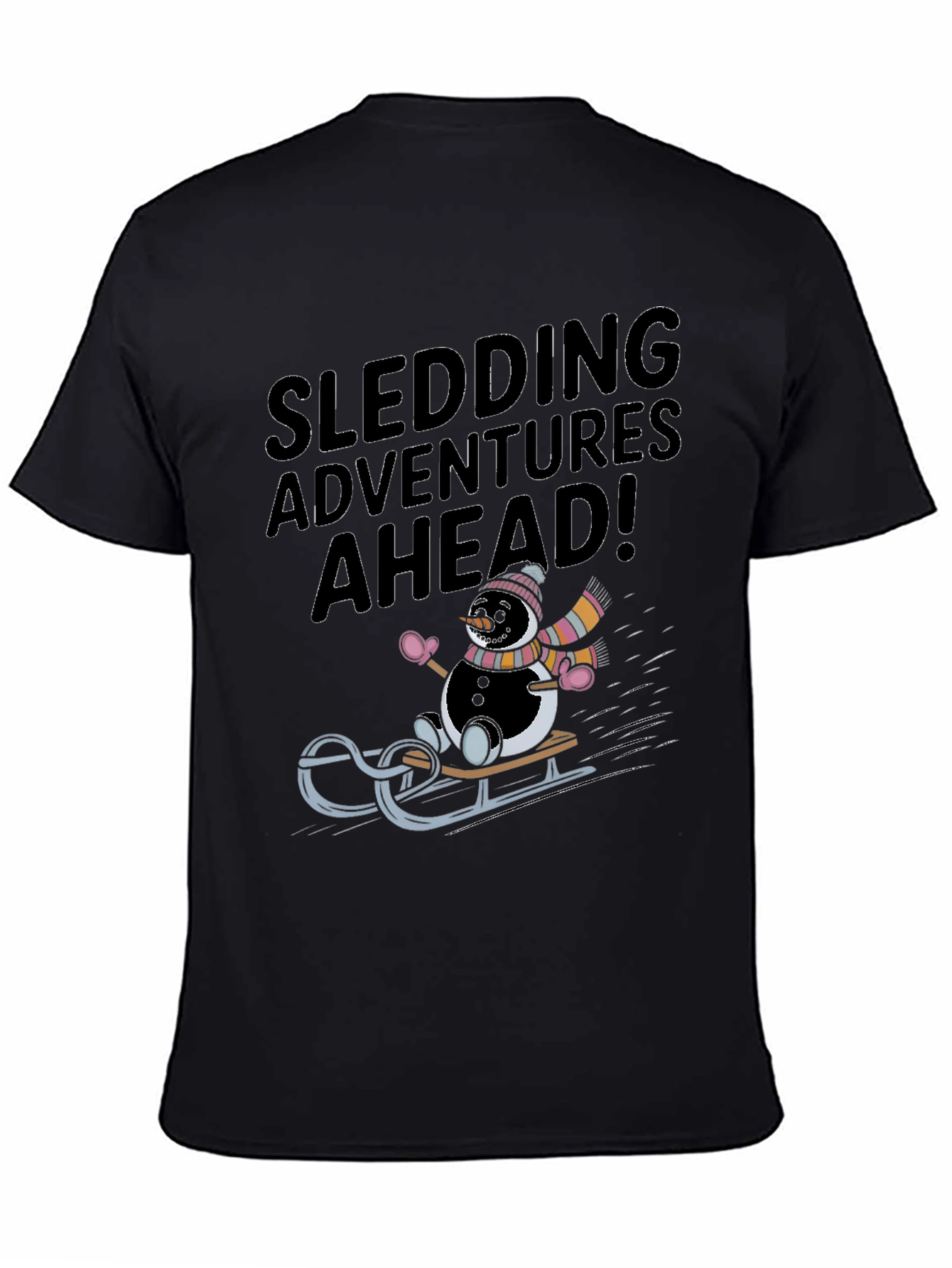 Sledding Adventures Ahead Black T-Shirt