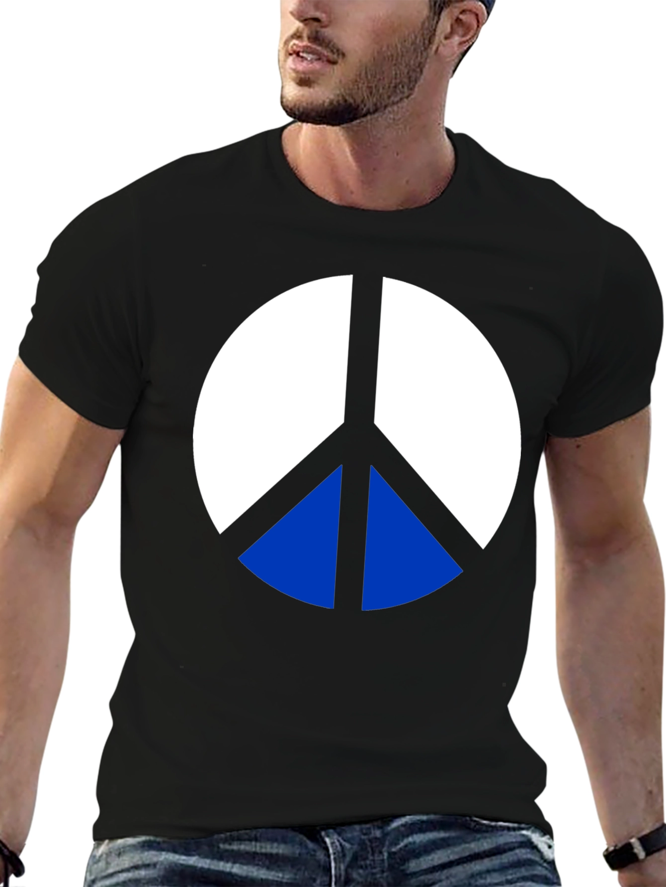 Peace Symbol Graphic Tee - Mens Black Cotton T-Shirt