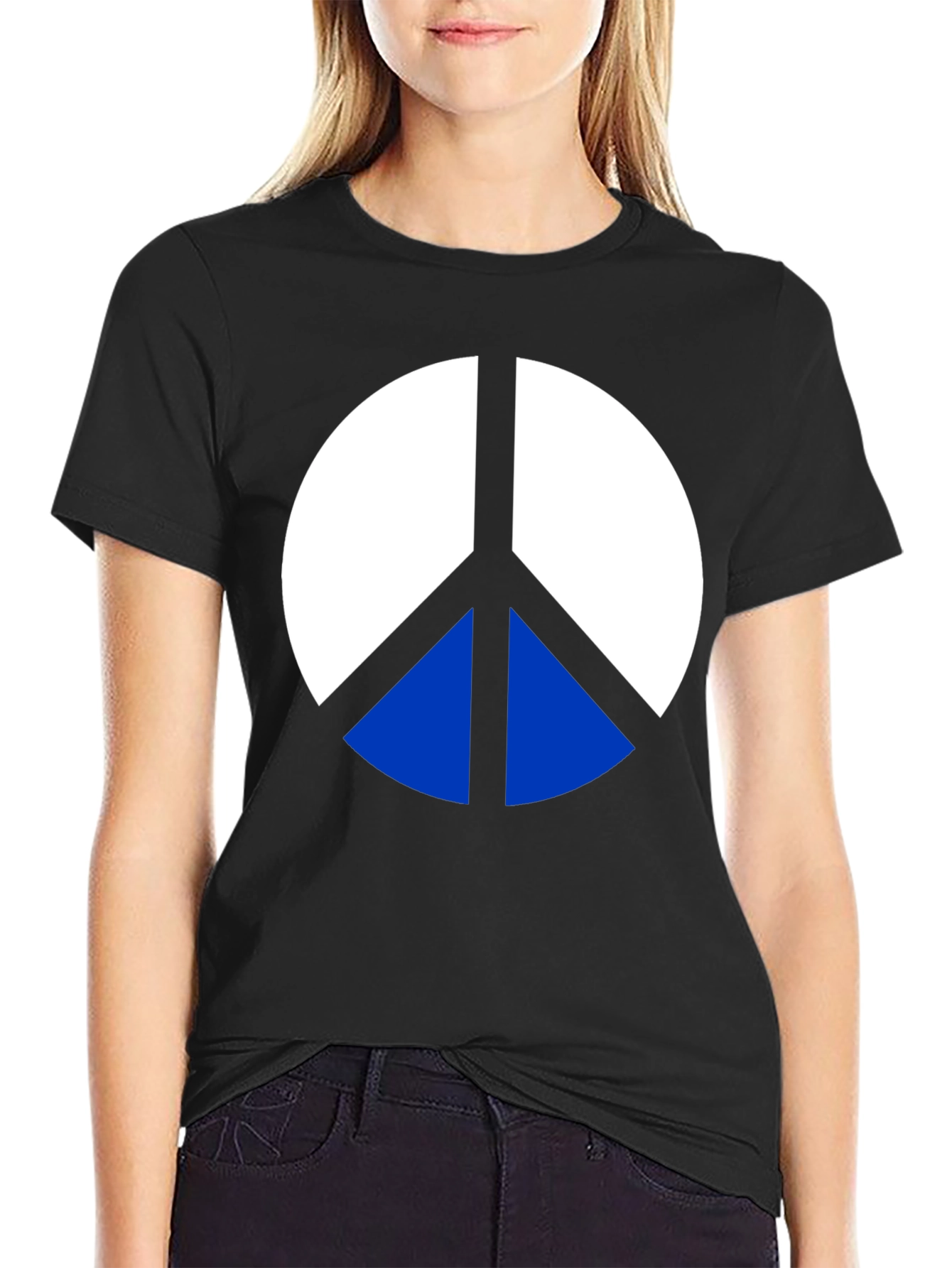 Peace Symbol Graphic Tee - Mens Black Cotton T-Shirt