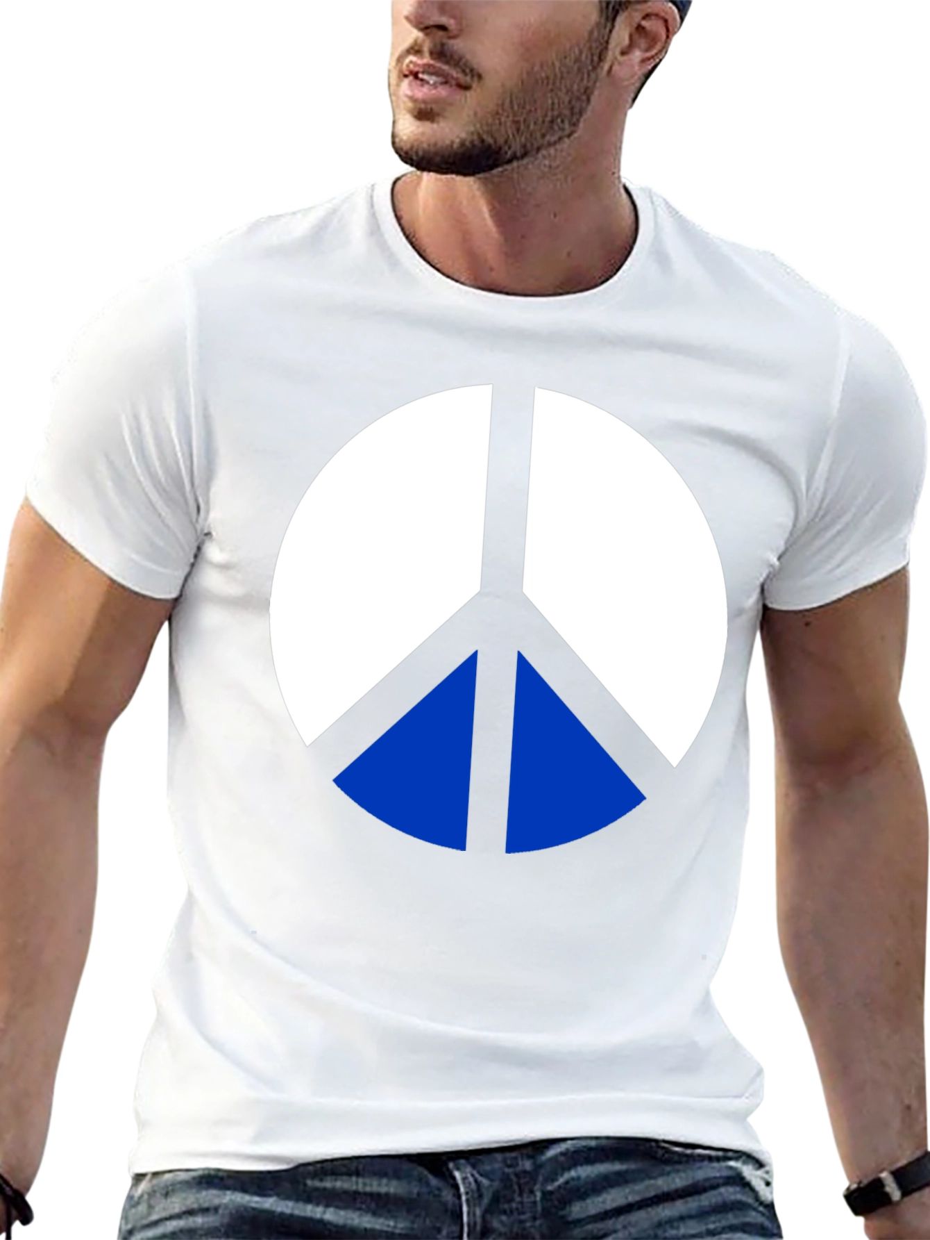 Peace Symbol Graphic Tee - Mens Black Cotton T-Shirt