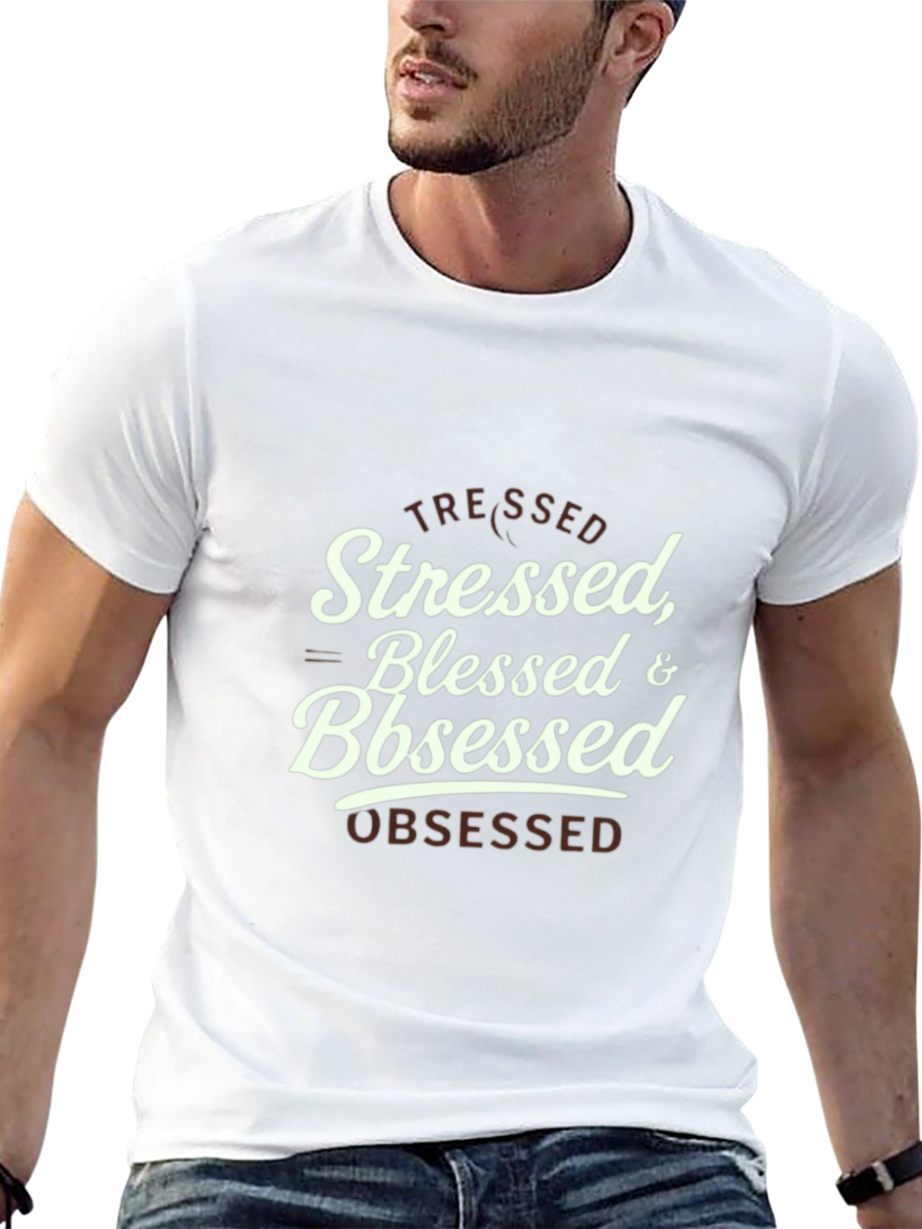 Stressed Blessed Obsessed Black Graphic Tee