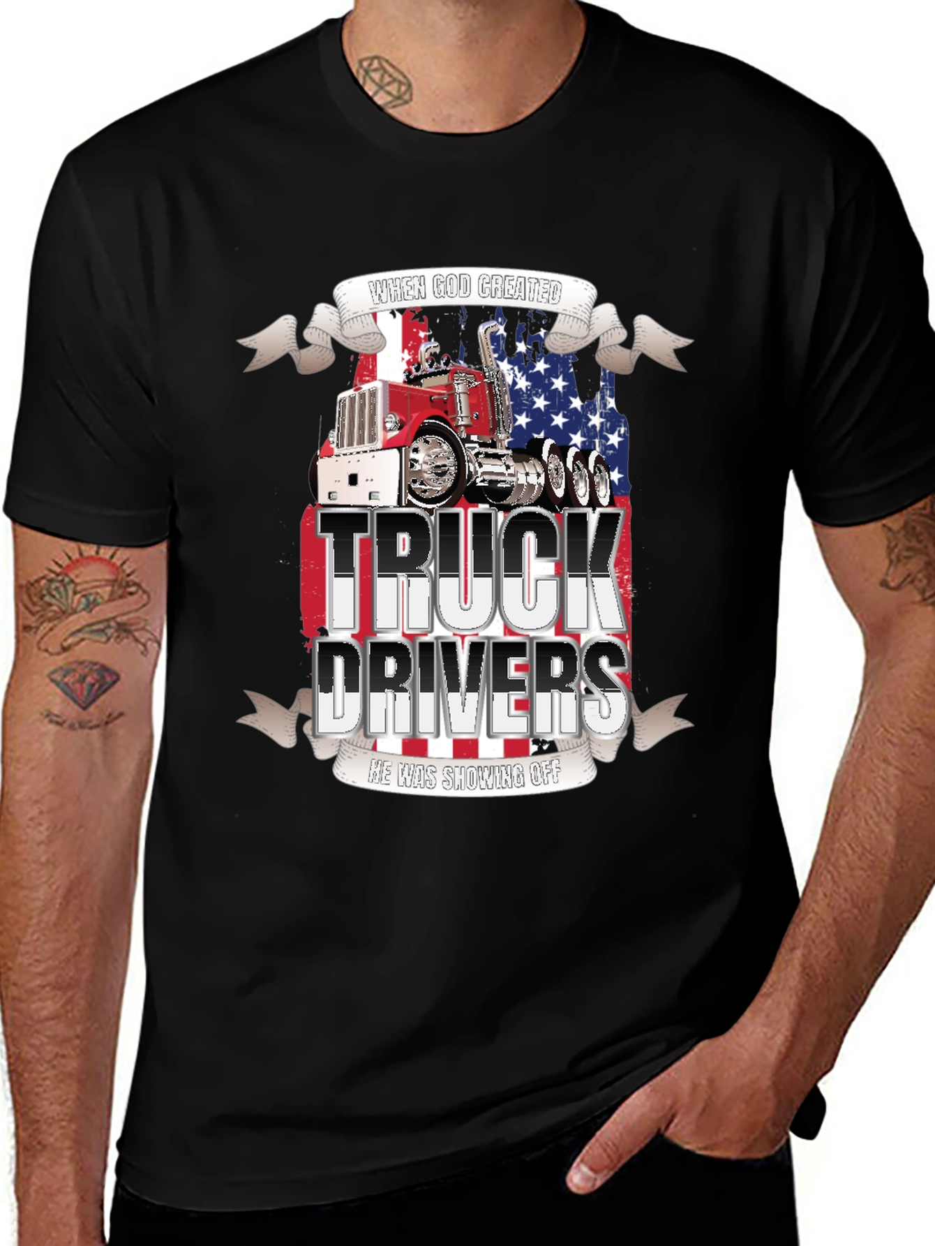 Truck Driver T-Shirt: Patriotic Graphic Tee