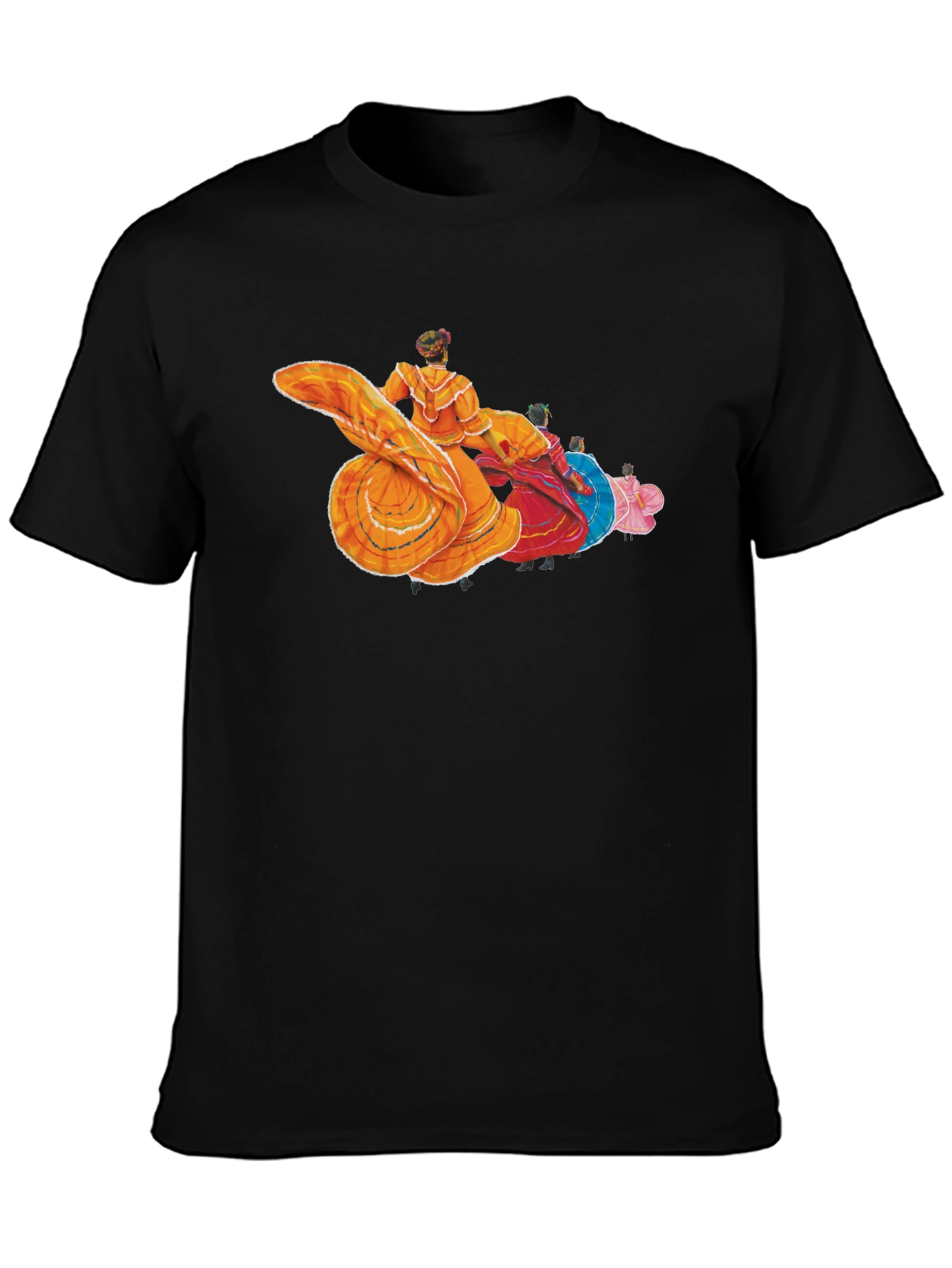Dancing Ladies Graphic Tee - Black Cotton T-Shirt