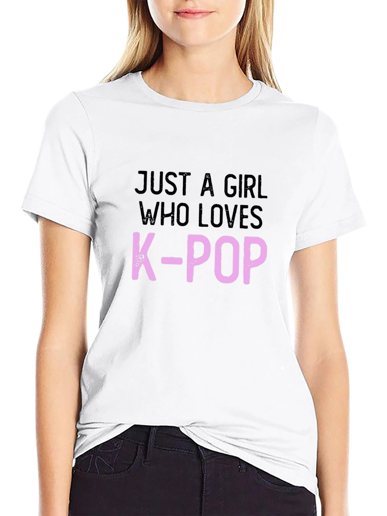 Just A Girl Who Loves K-Pop Black T-Shirt