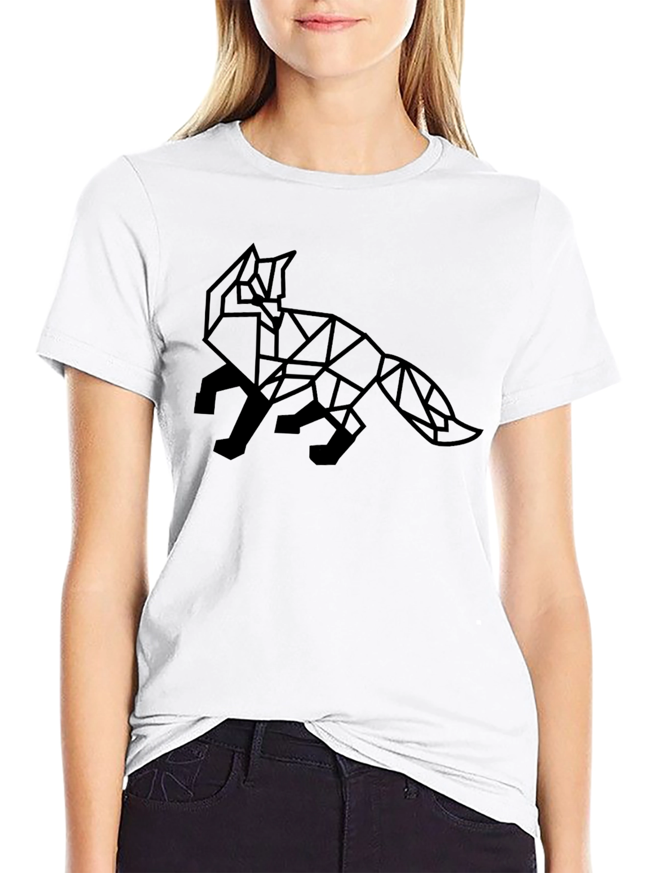 Geometric Fox Graphic Tee - Mens Black T-Shirt