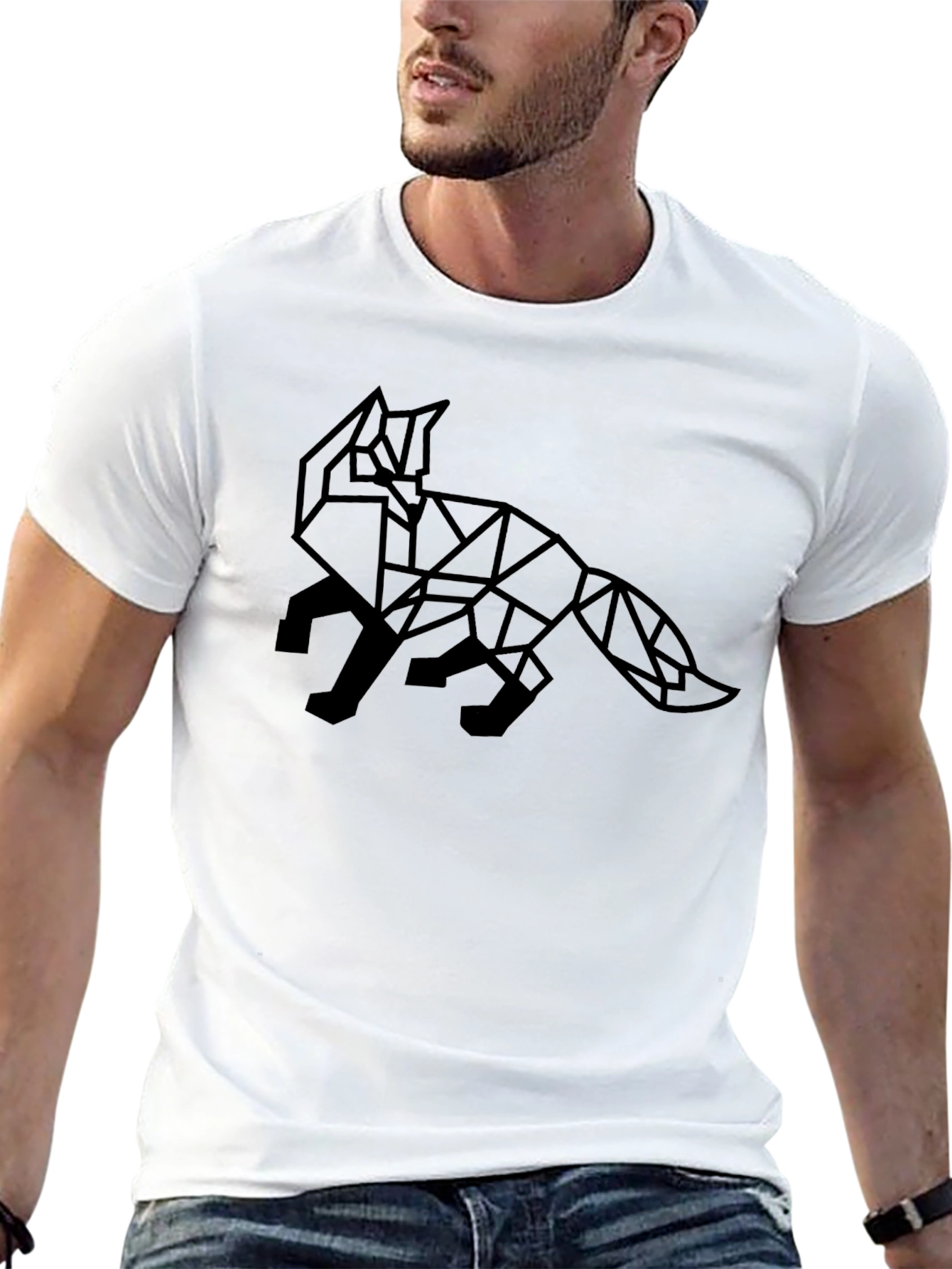 Geometric Fox Graphic Tee - Mens Black T-Shirt