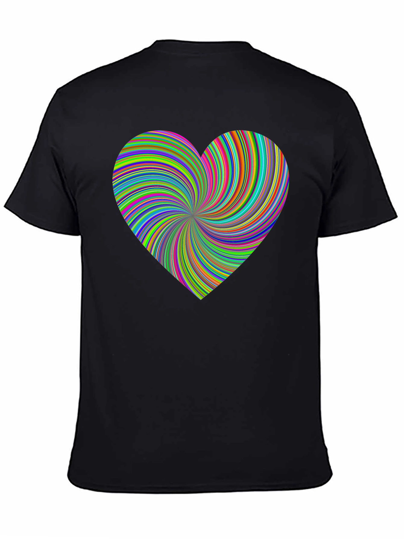 Vibrant Swirl Heart Black T-Shirt - Modern Artistic Tee