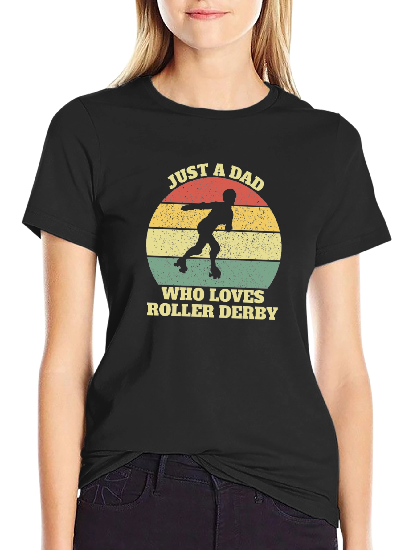 Just A Dad Who Loves Roller Derby Graphic Tee