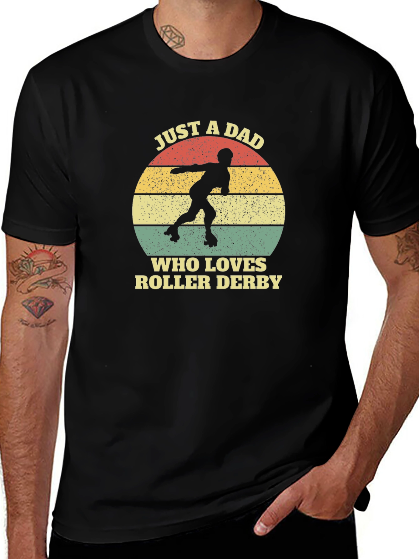 Just A Dad Who Loves Roller Derby Graphic Tee