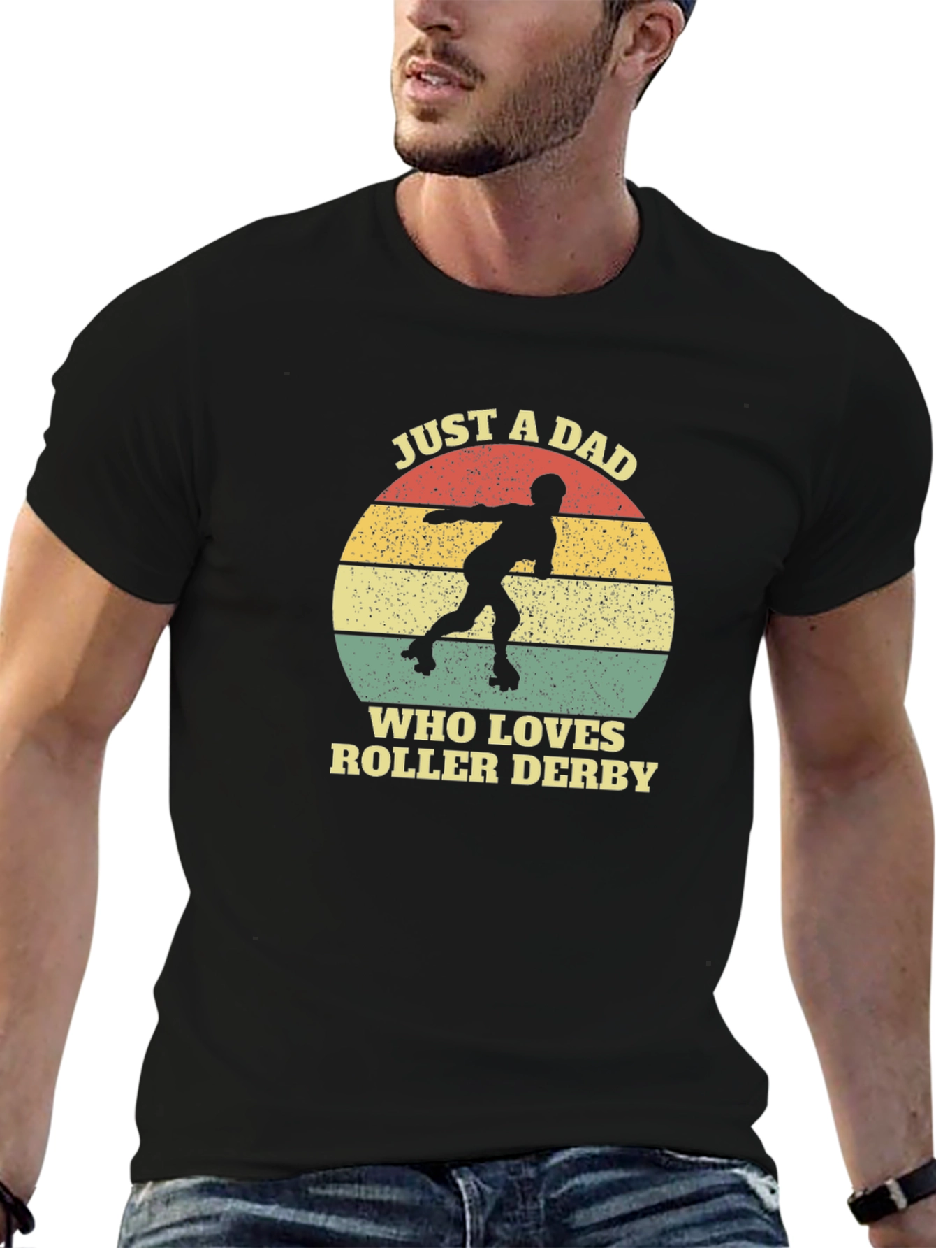 Just A Dad Who Loves Roller Derby Graphic Tee