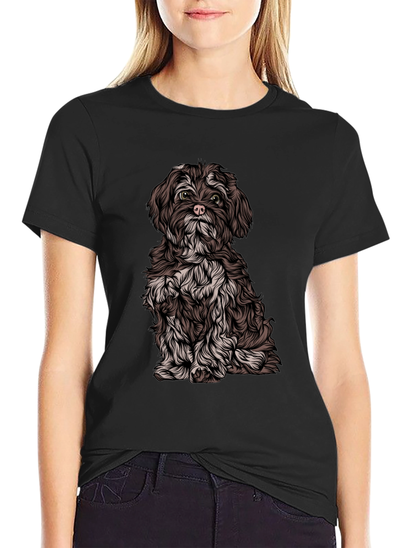 Dog Graphic Black T-Shirt - Casual Style