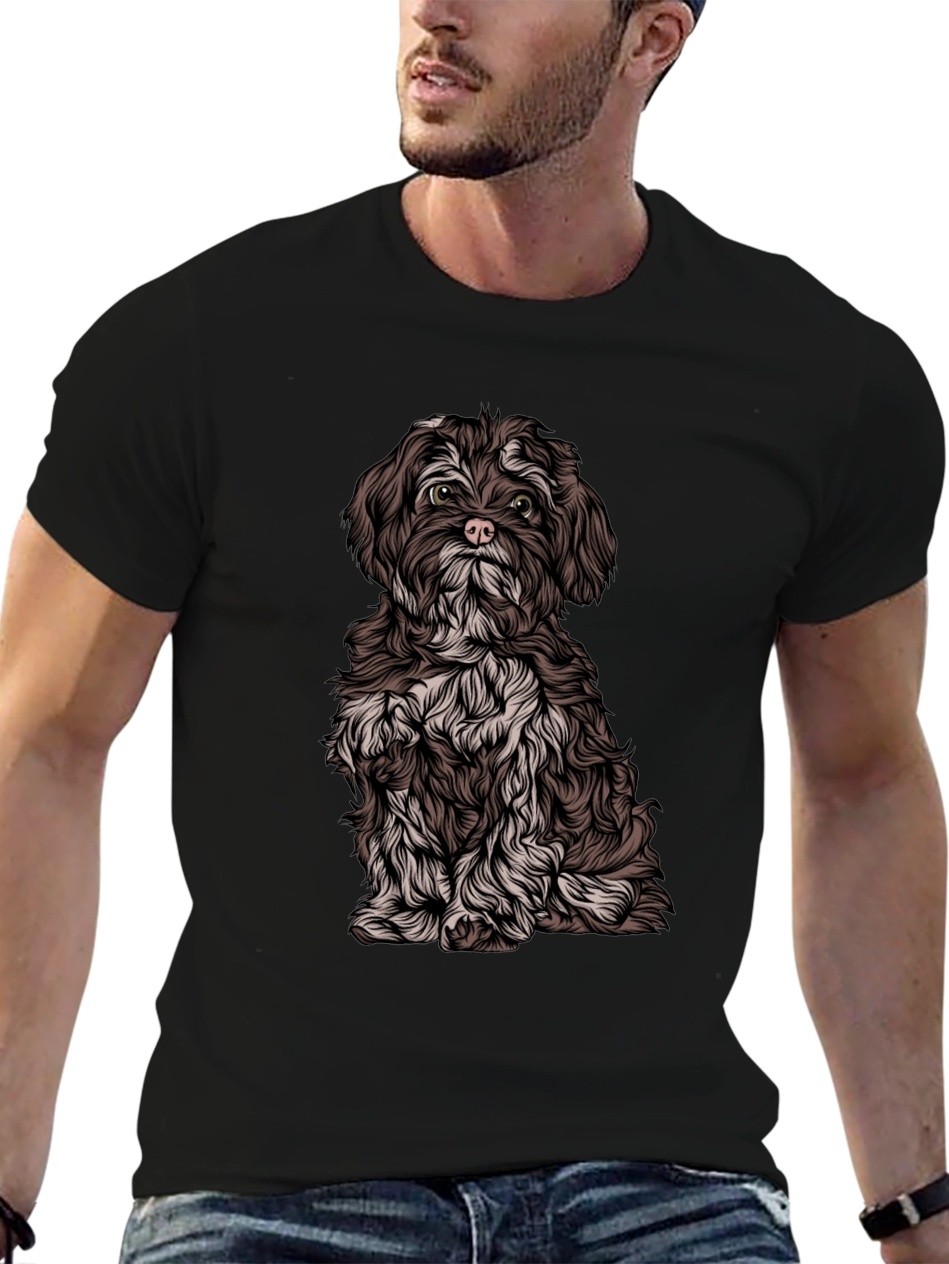 Dog Graphic Black T-Shirt - Casual Style