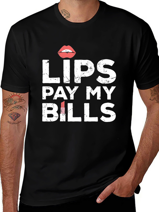 Lips Pay My Bills Graphic Tee - Trendy Statement Shirt