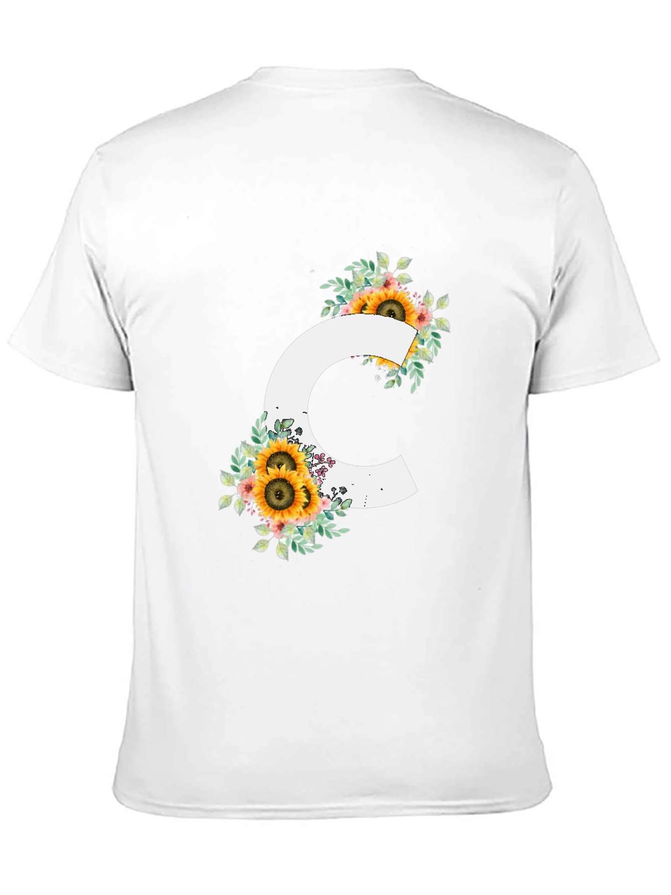 Floral Letter C Black T-Shirt