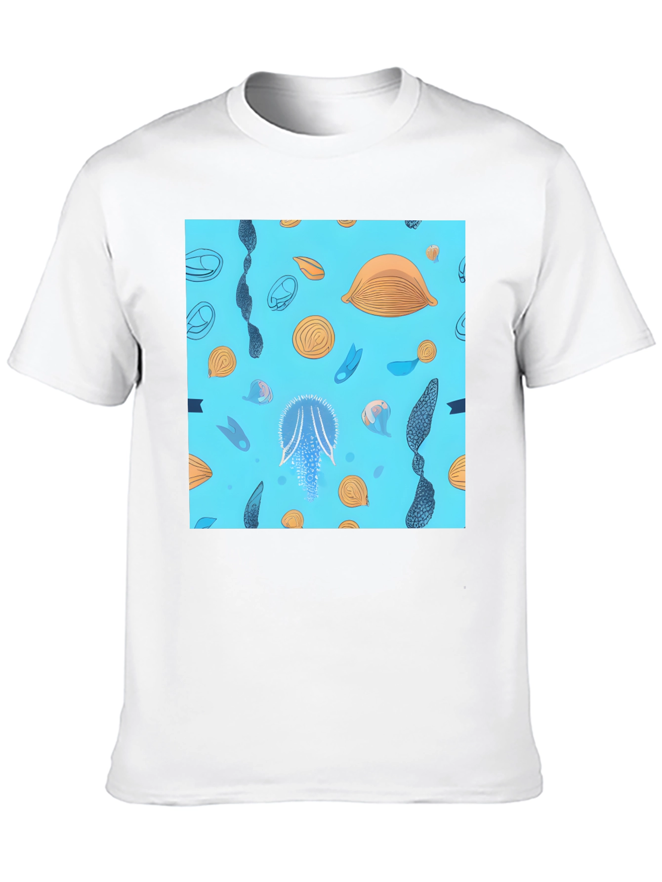 Blue Ocean Graphic Print Black T-Shirt